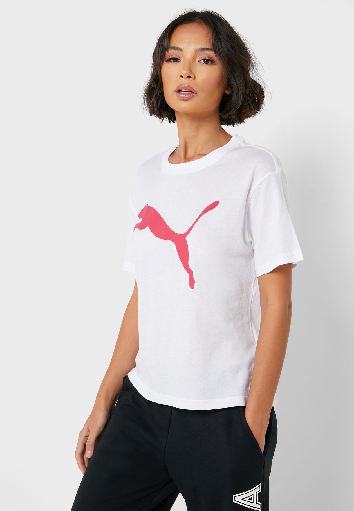 PUMA white Modern Sports Logo T-Shirt 