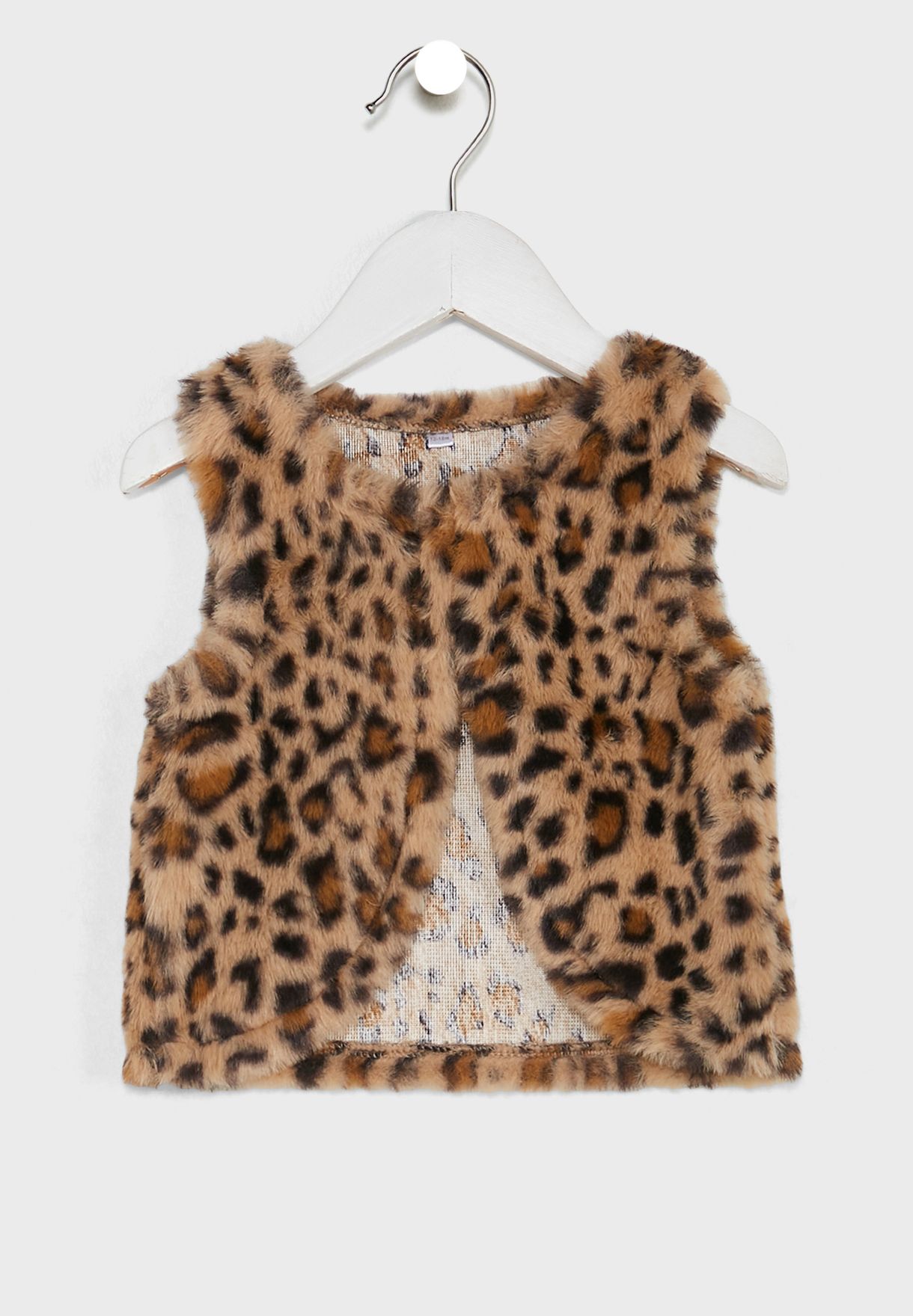 Infant Leopard Fur Gillet Top And Legging