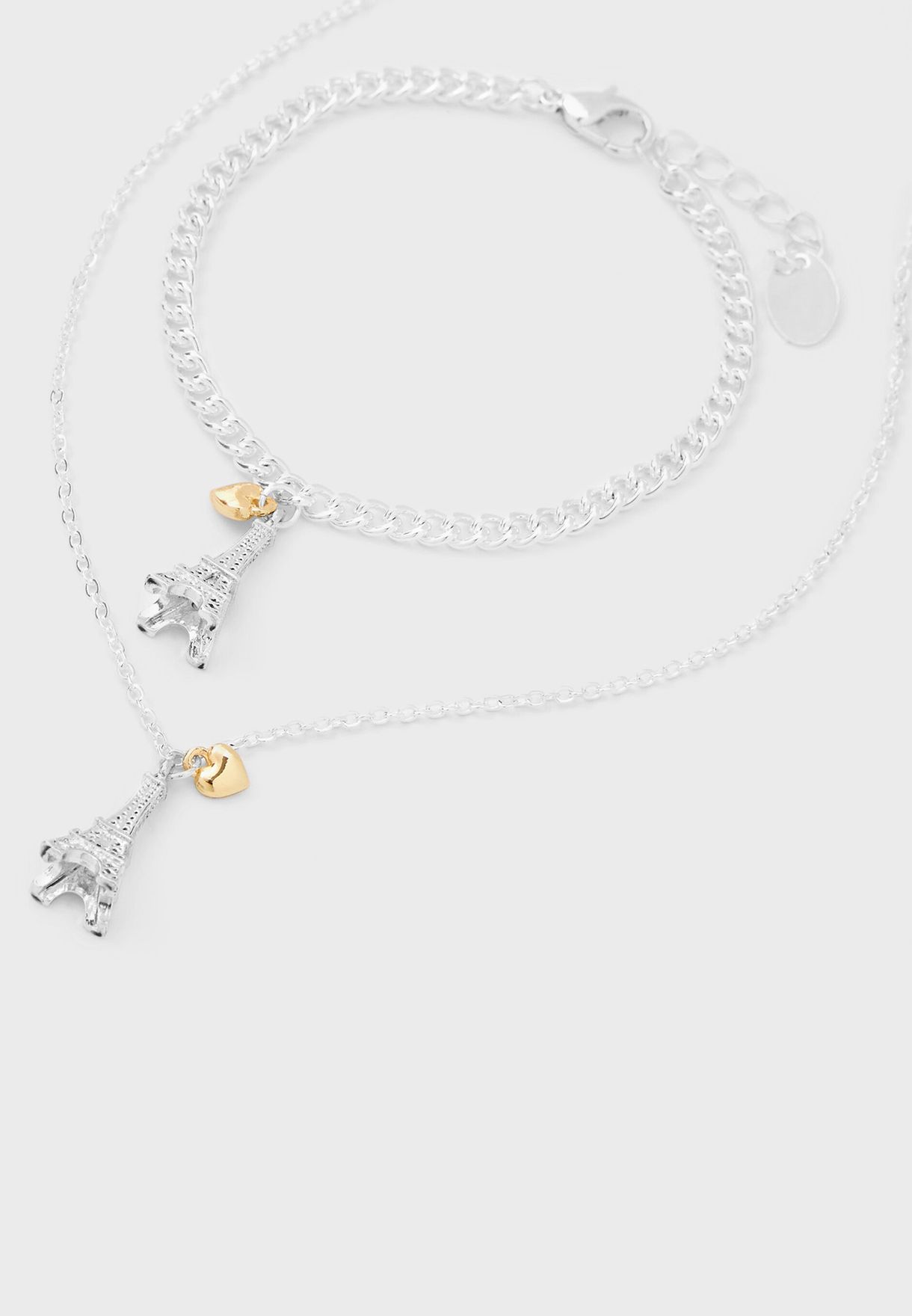 Kids Eiffel Tower Pendant Necklace & Bracelet Set