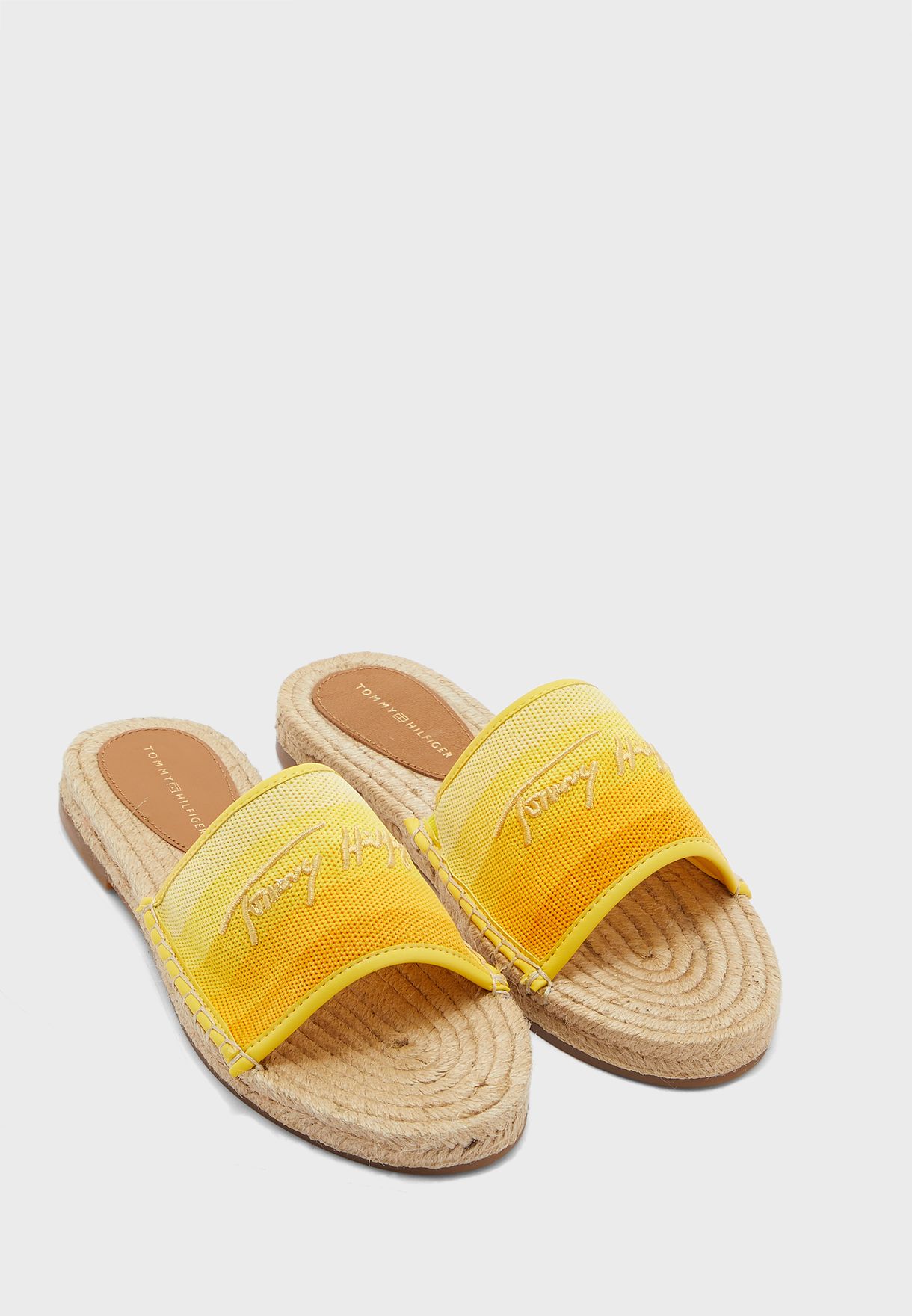 Buy Tommy Hilfiger yellow Gradient Mule Espadrille Sandals for Women in ...
