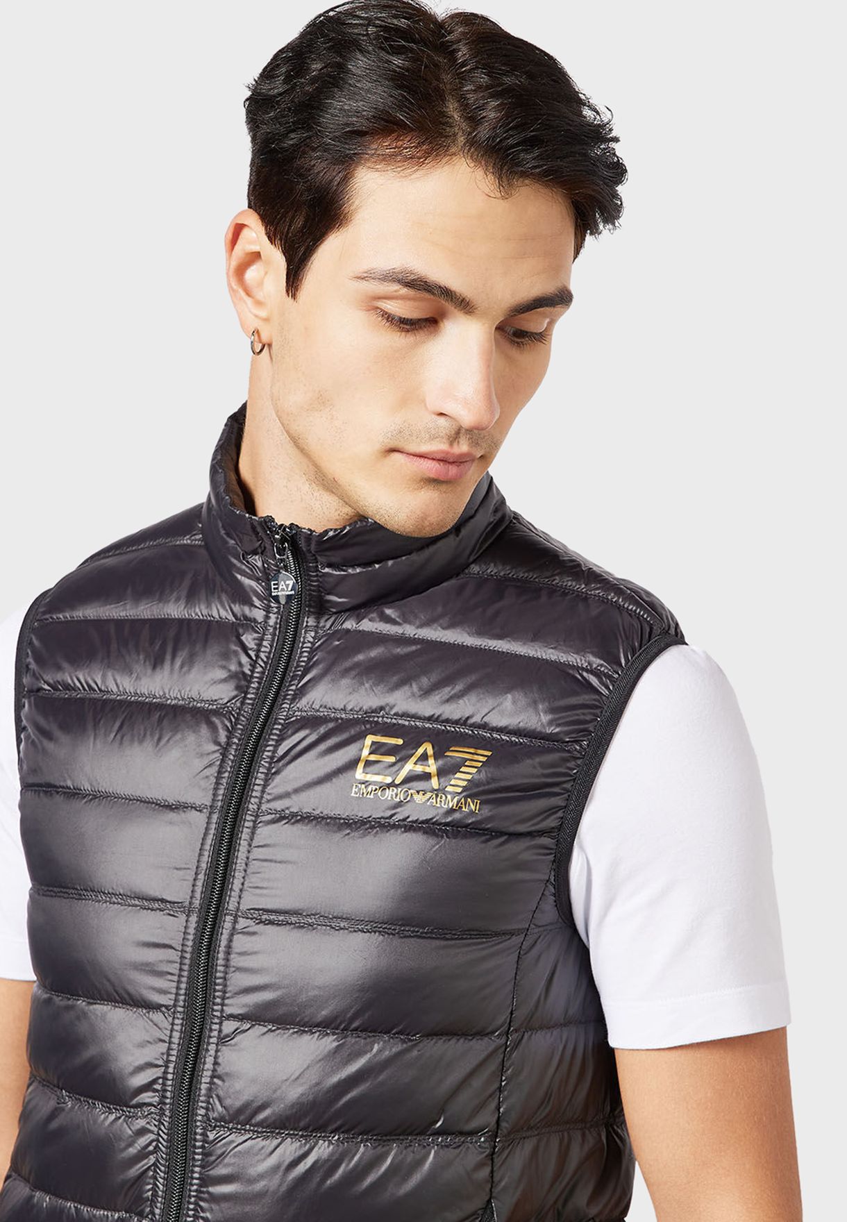 Buy Ea7 Emporio Armani black Logo High Neck Vest for Men in Riyadh, Jeddah