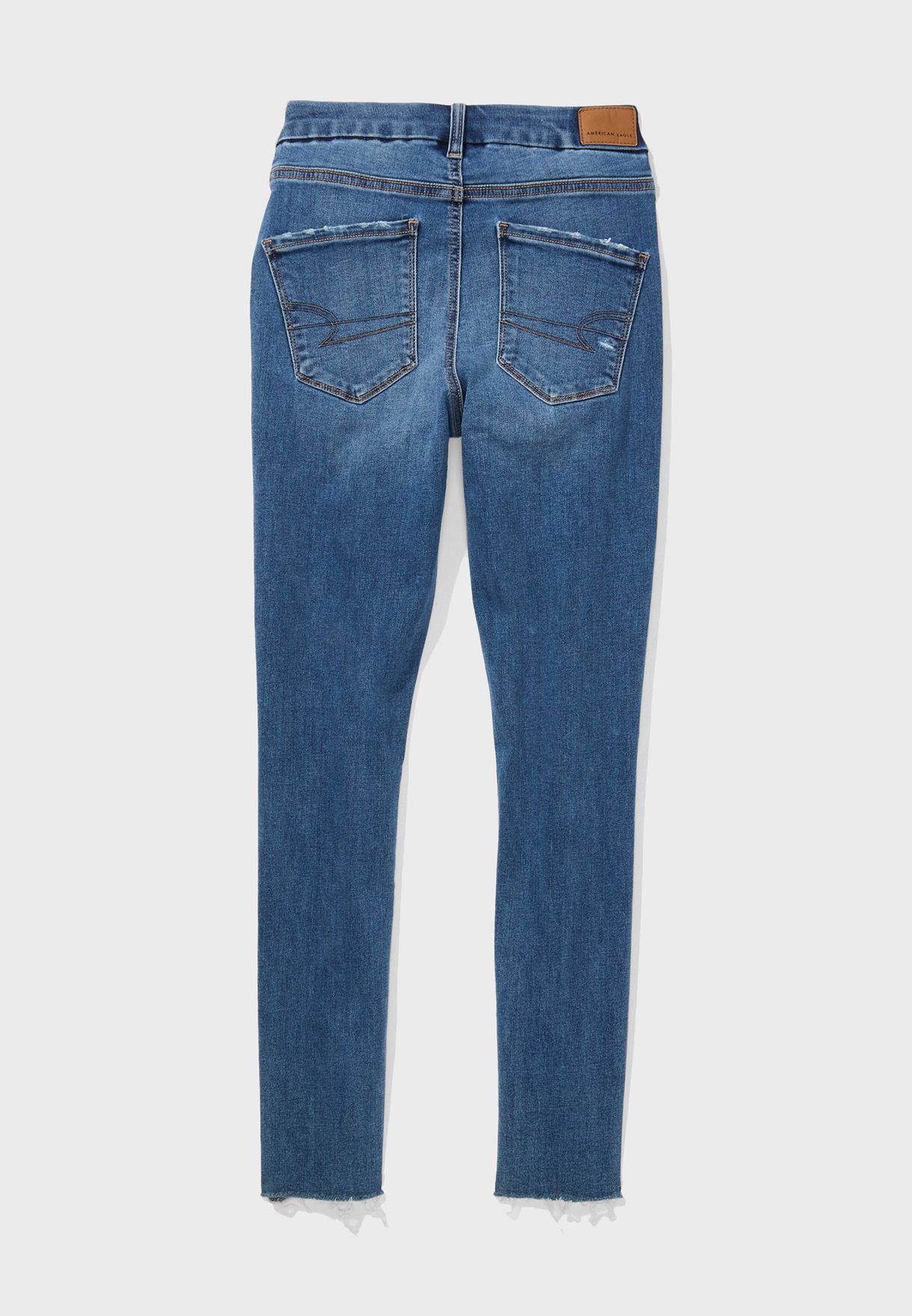 High Waist Ripped Hem Jeans