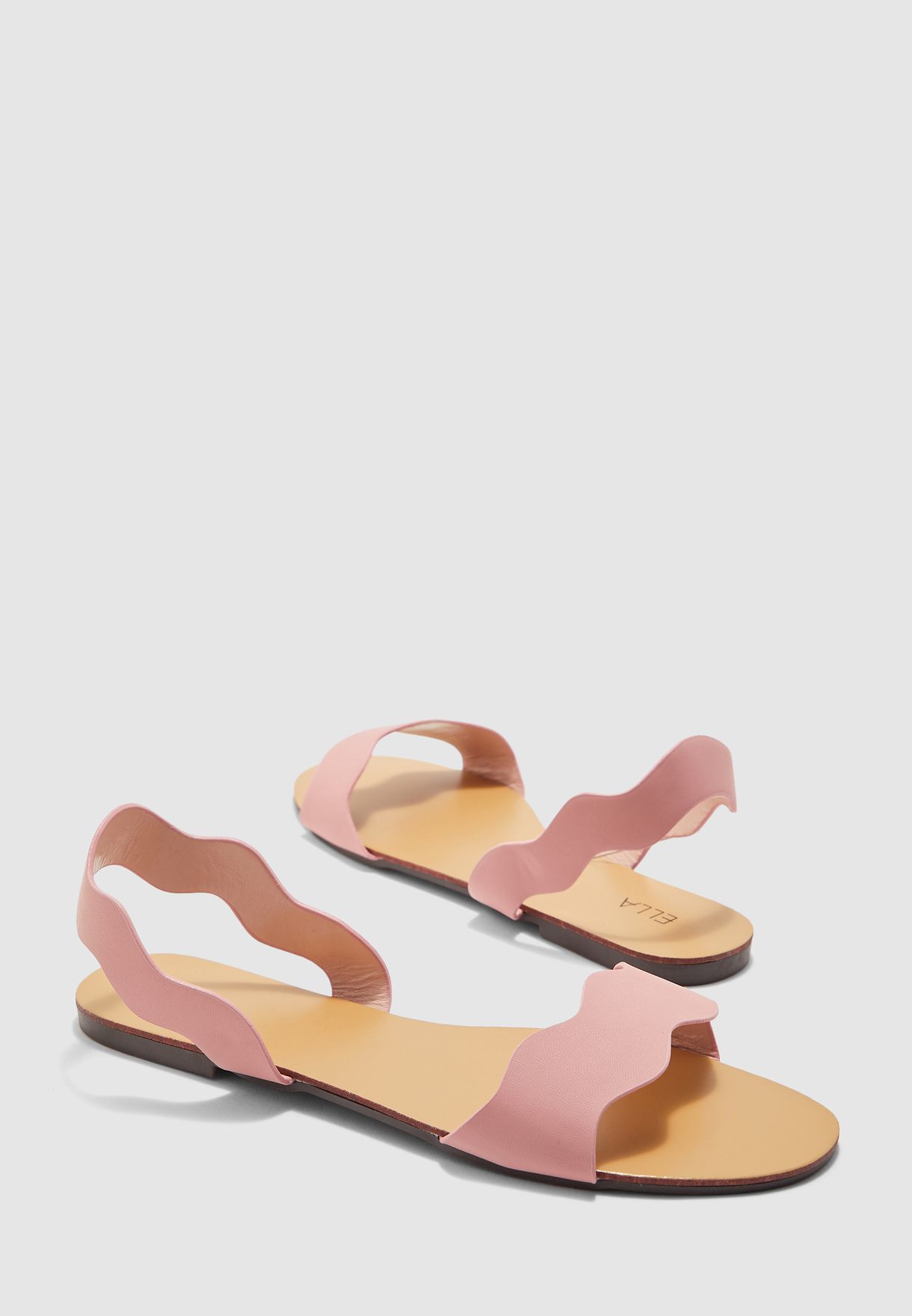scalloped flat sandals
