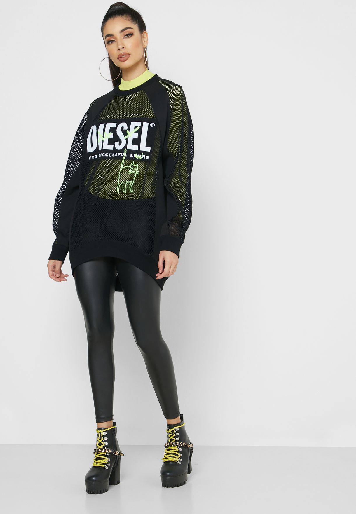 Buy Diesel black Portia Longline Contrast Trim Sweater for Women in MENA,  Worldwide