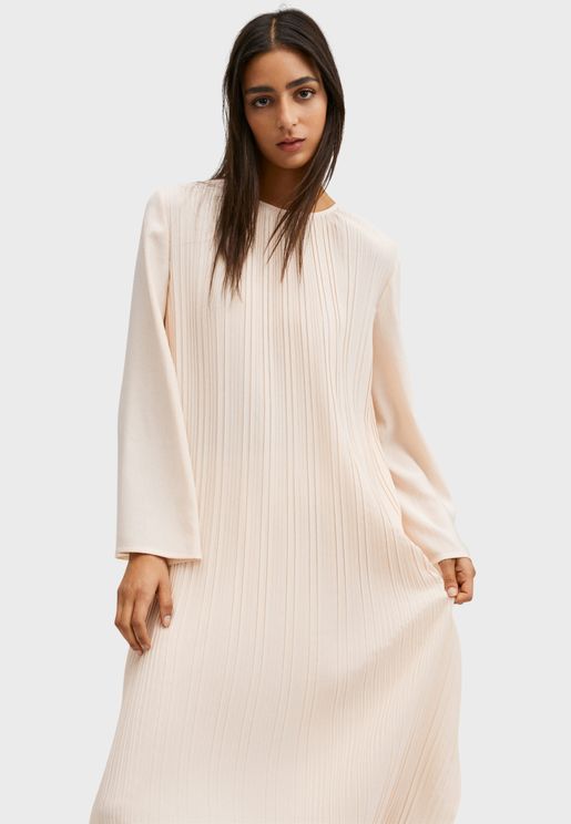 Pleated Knitted Shift Dress