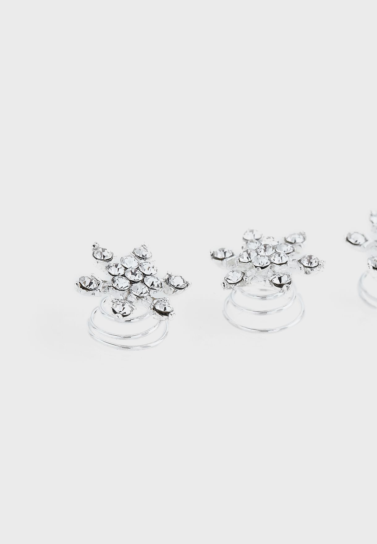 Pack Of 4 Clear Stone  Flower Hair Decoration 