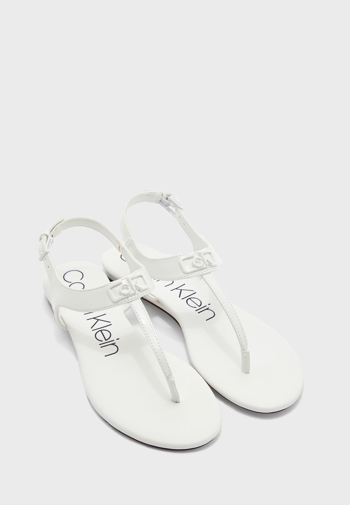Calvin Klein white Shamary Flat Sandal 