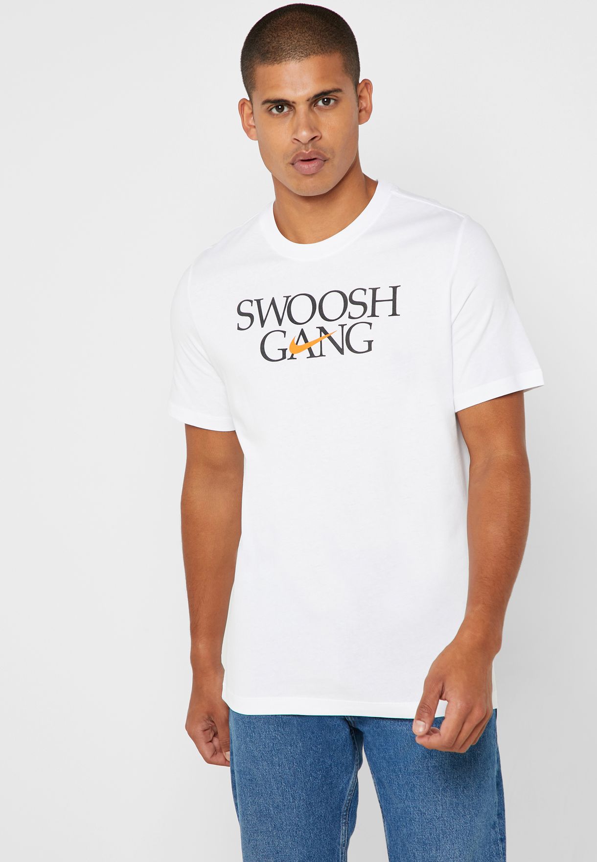 Buy Nike white NSW Swoosh Gang T-Shirt 