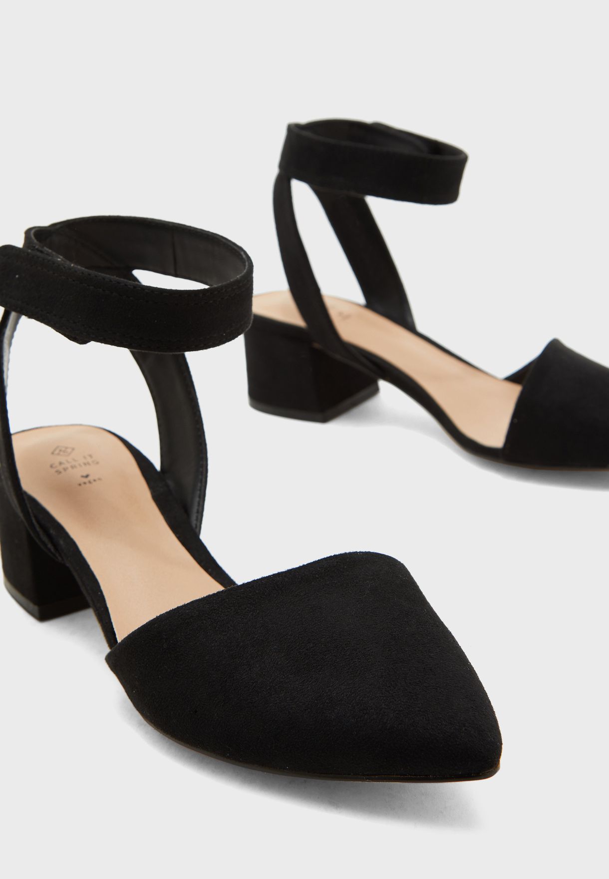 mid heel pumps with ankle strap