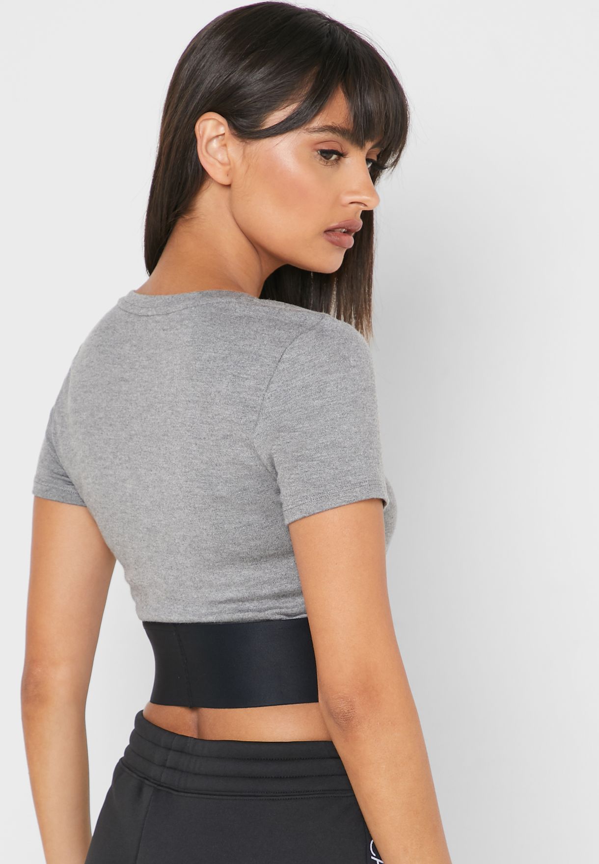 Buy Calvin Klein Performance Grey Logo Cropped T Shirt For Women In Mena Worldwide 00gwf9k119 077