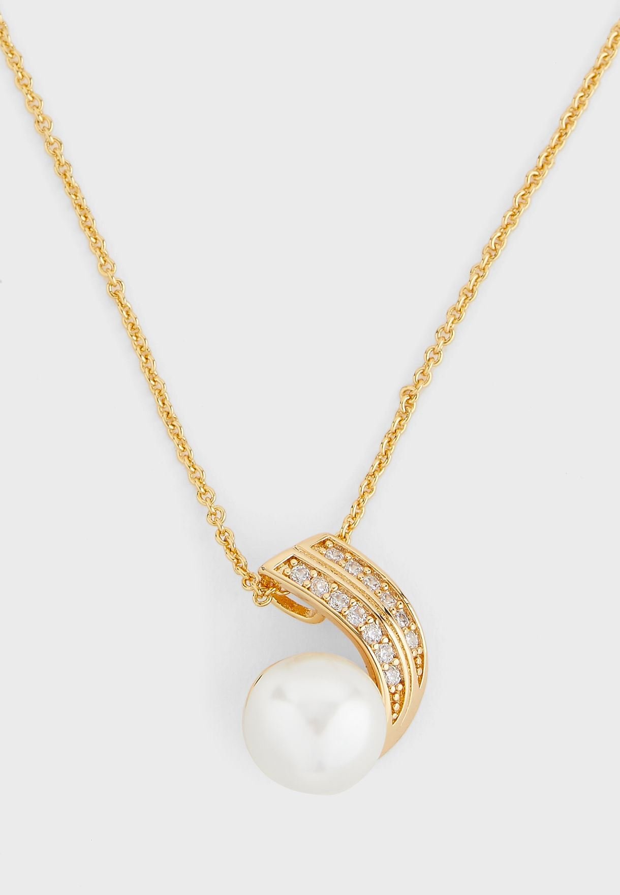 CZ Stones And Pearl Drop Pendant Necklace
