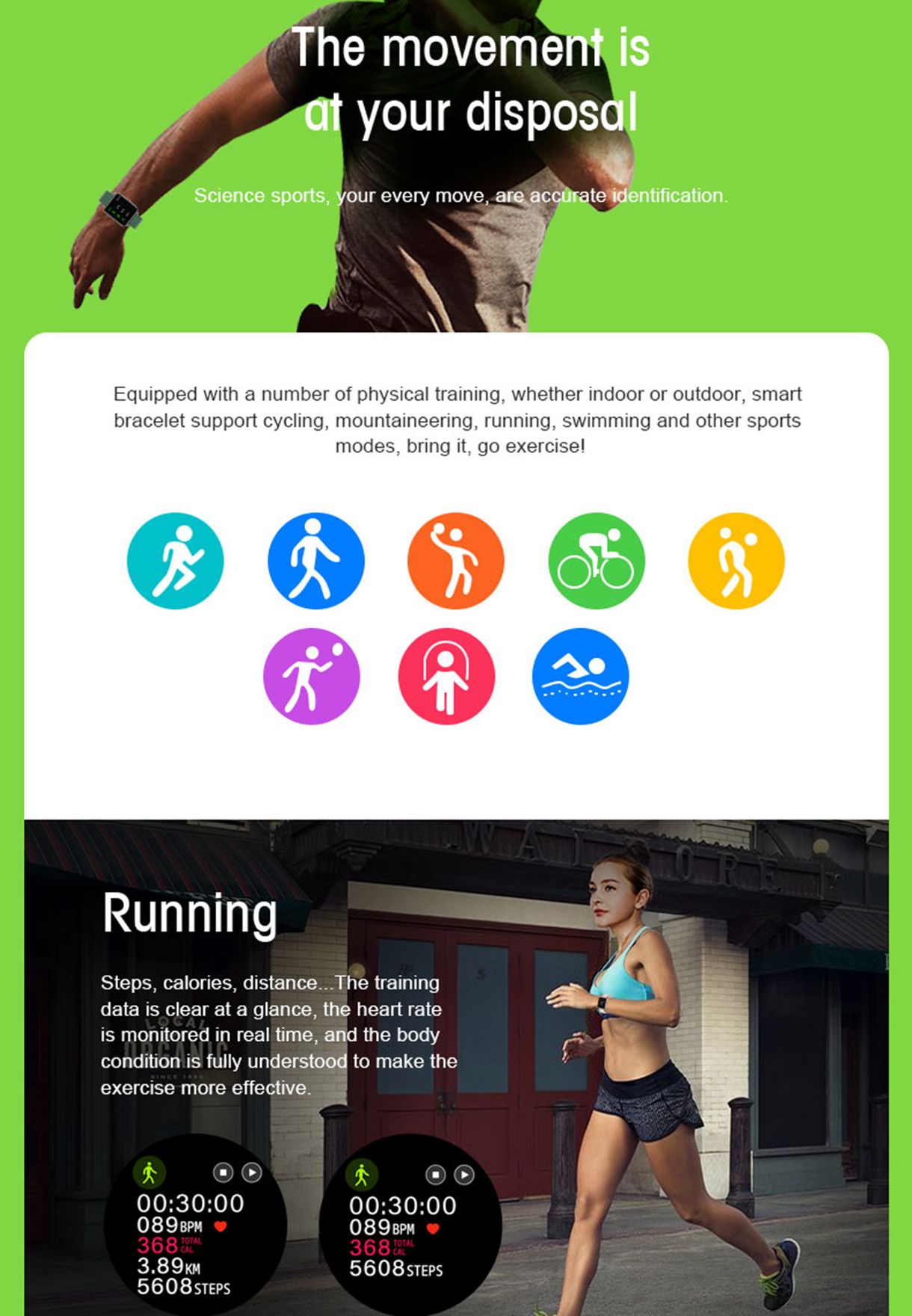 Large Screen Heart Rate Smart Watch Multi Features