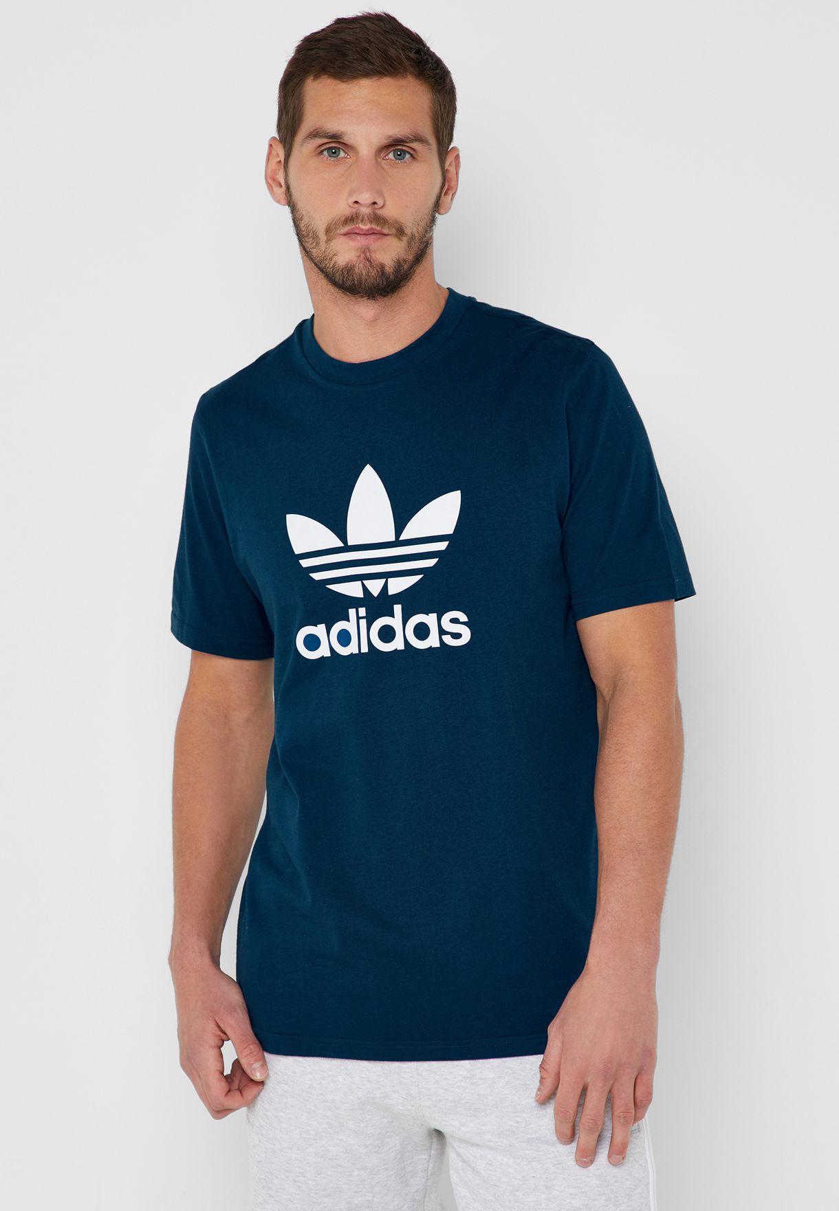 adidas blue trefoil t shirt