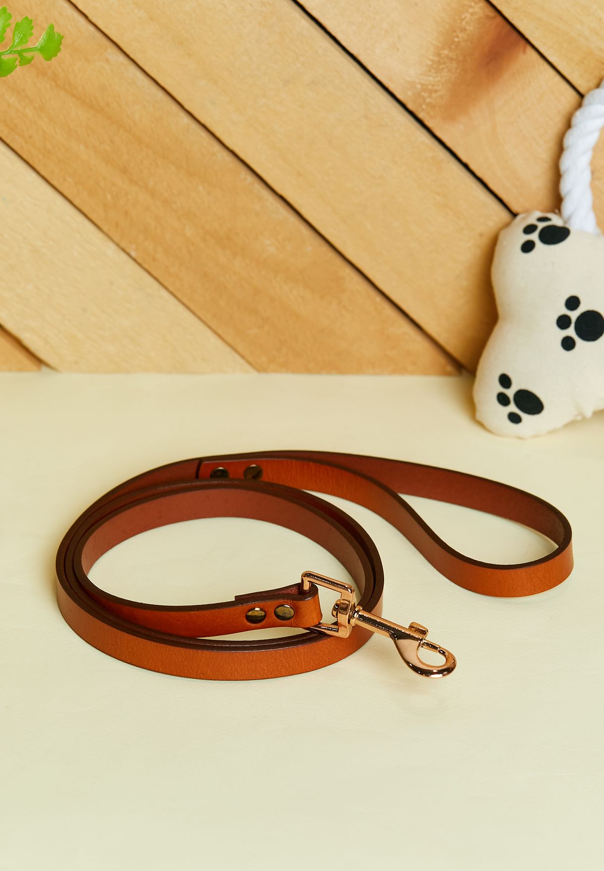 Basic Leather Dog Leash - Cognac