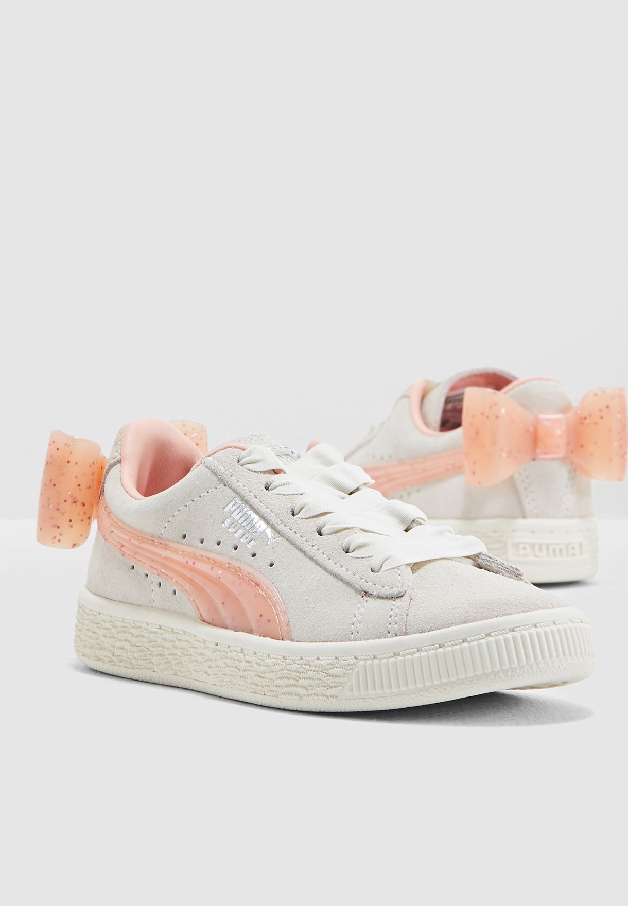 PUMA beige Infant Suede Bow Jelly AC 