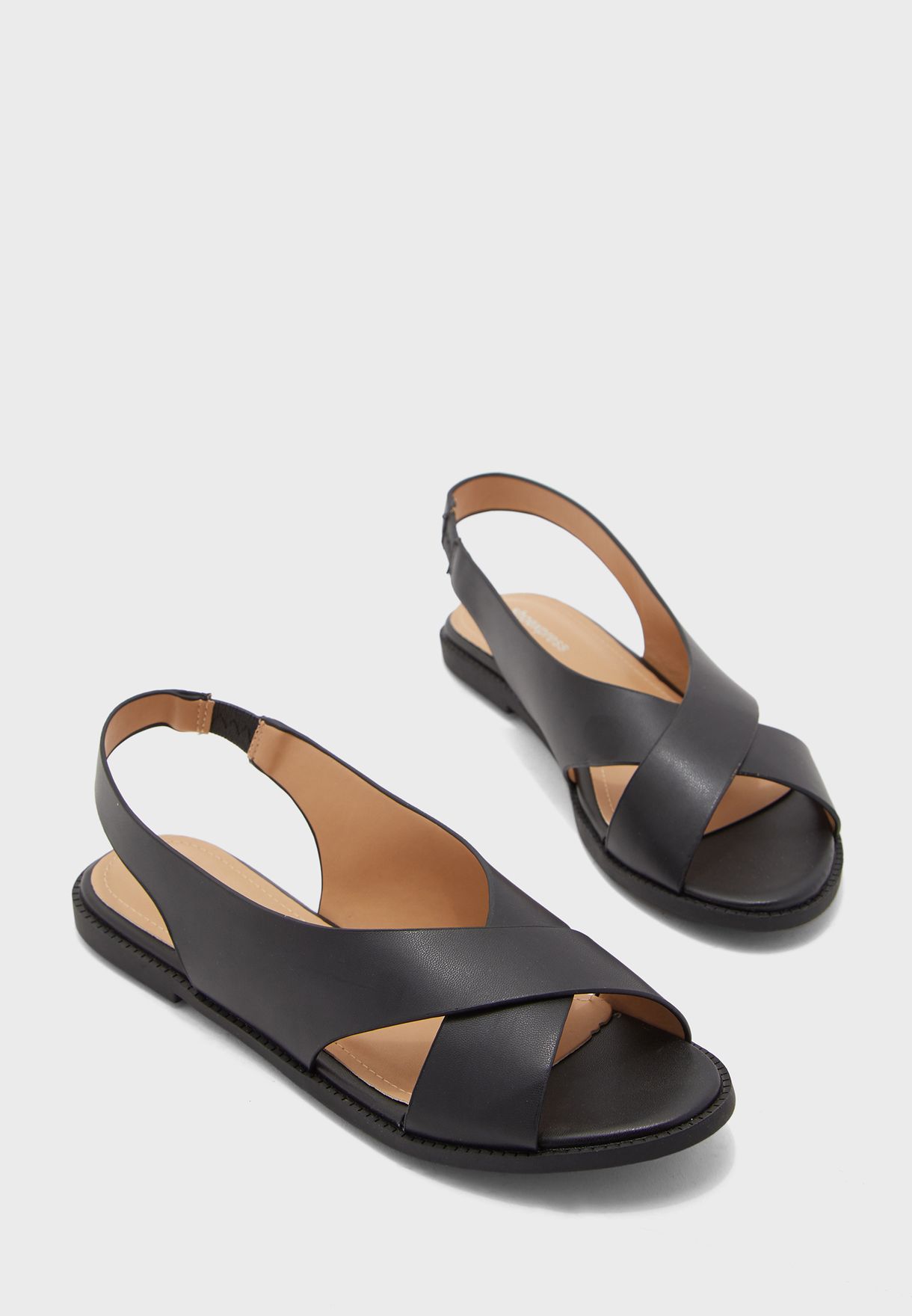 black slingback flat sandals