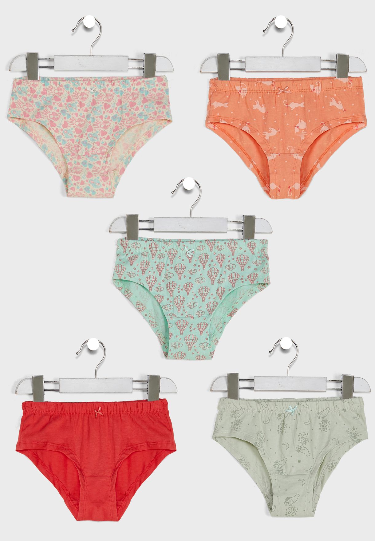 Girls 5 pack printed Hipsters
