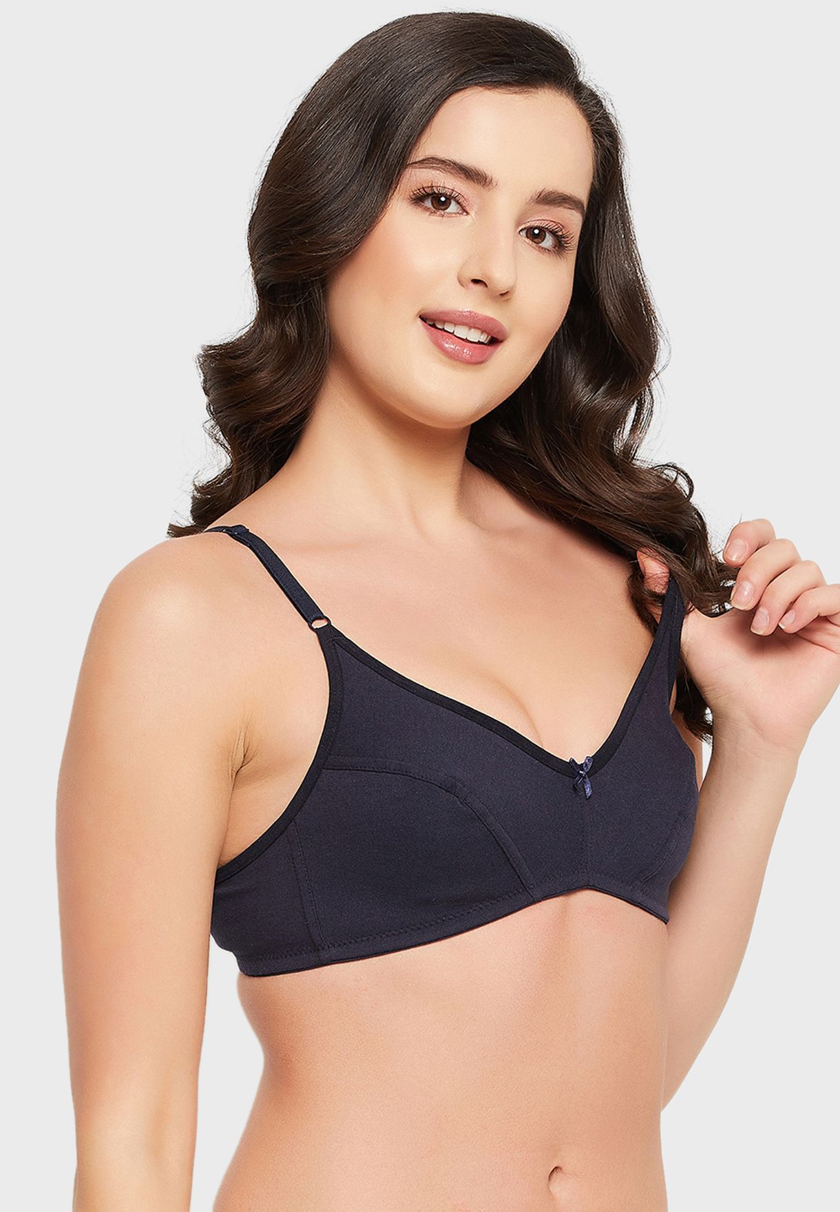 Buy Clovia Black Non Padded Non Wired Demi Cup Plunge Bra Cotton Rich For Women In Mena Worldwide 