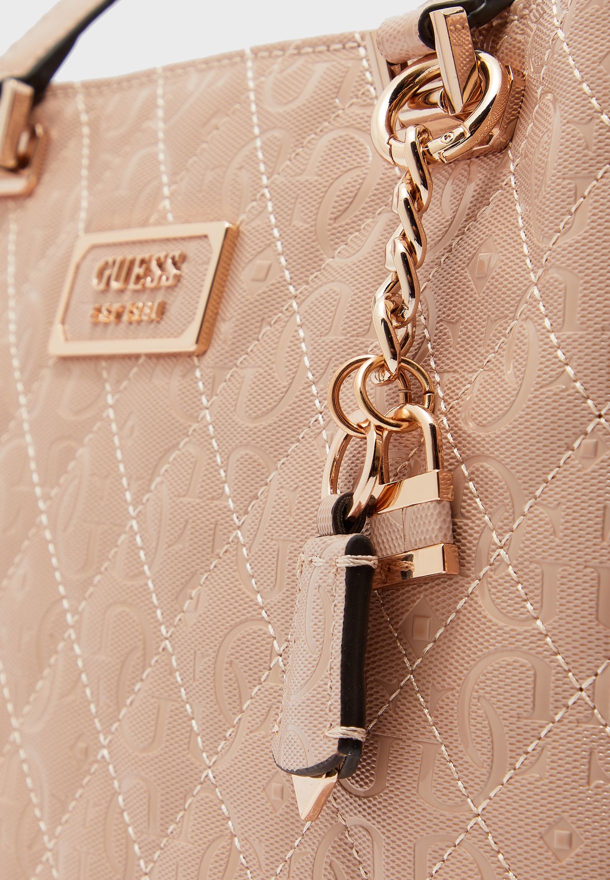 guess lola quilted shopper bag