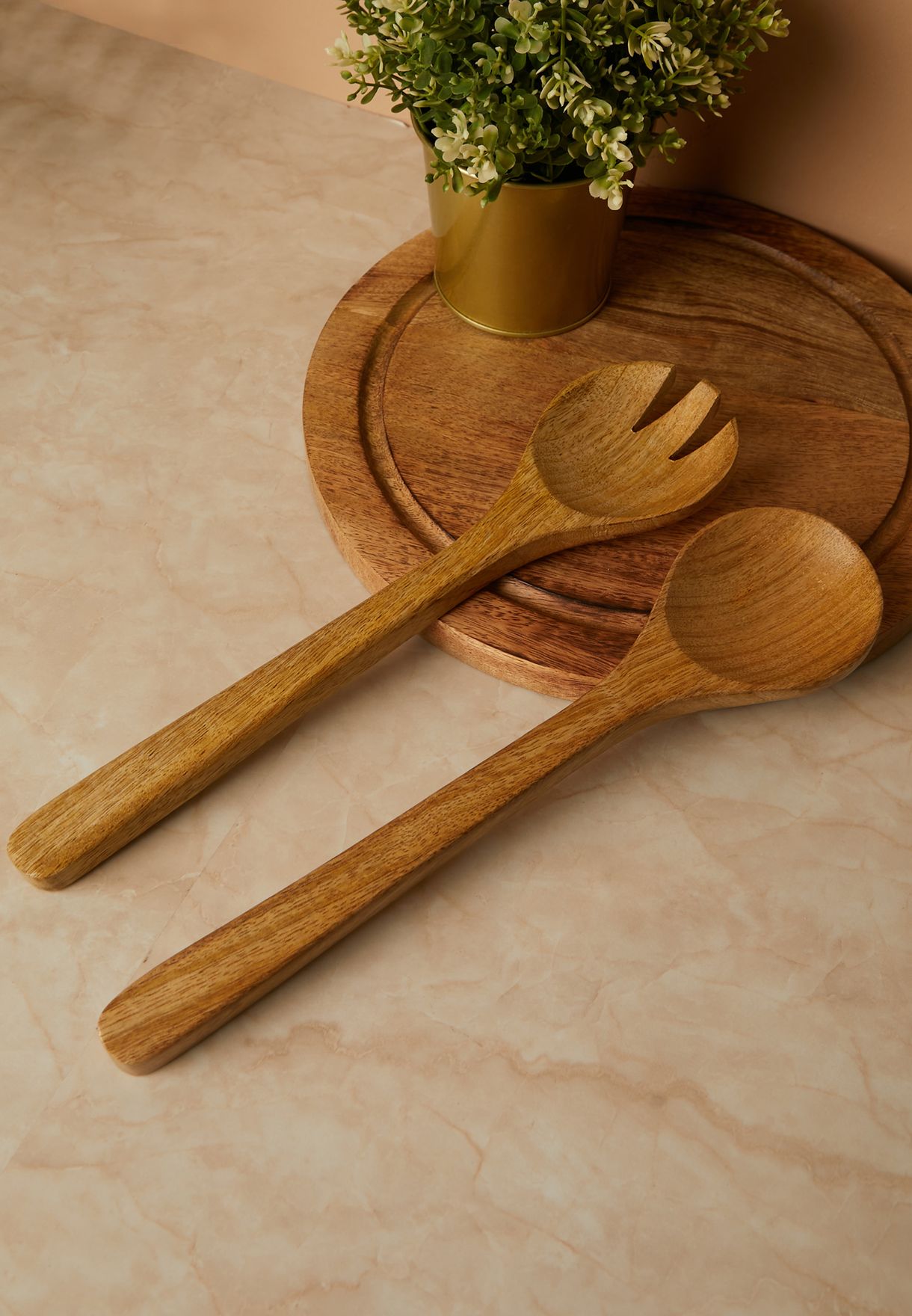 Set Of 2 Wooden Salad Servers