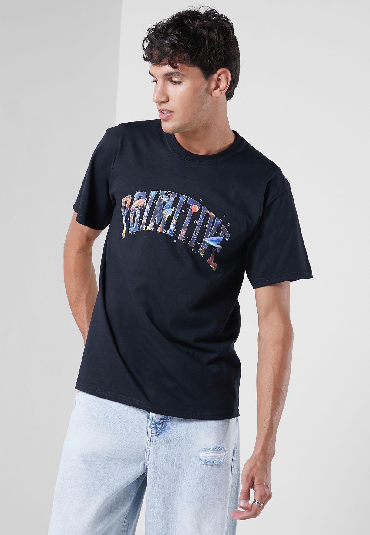 Buy Primitive black Collegiate Aquatic T-Shirt for Kids in MENA, Worldwide