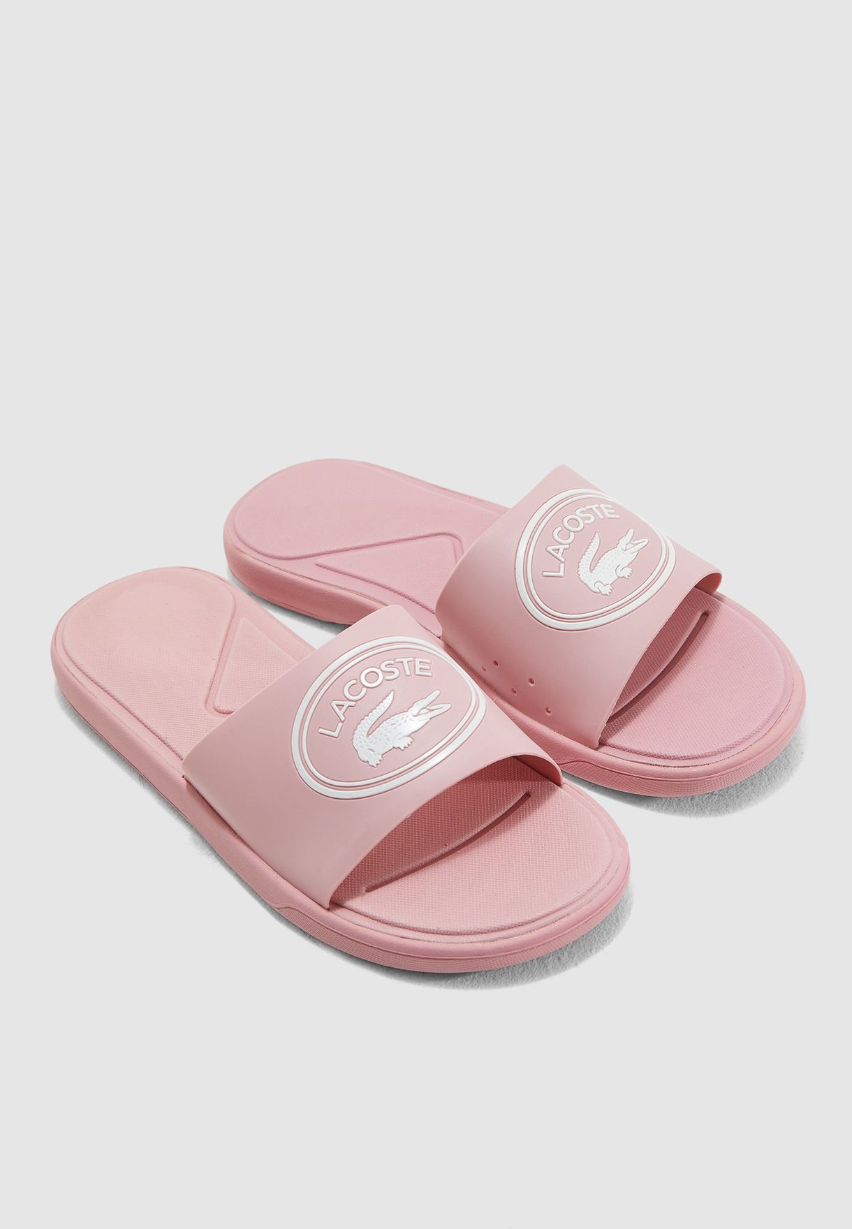 lacoste pink slides