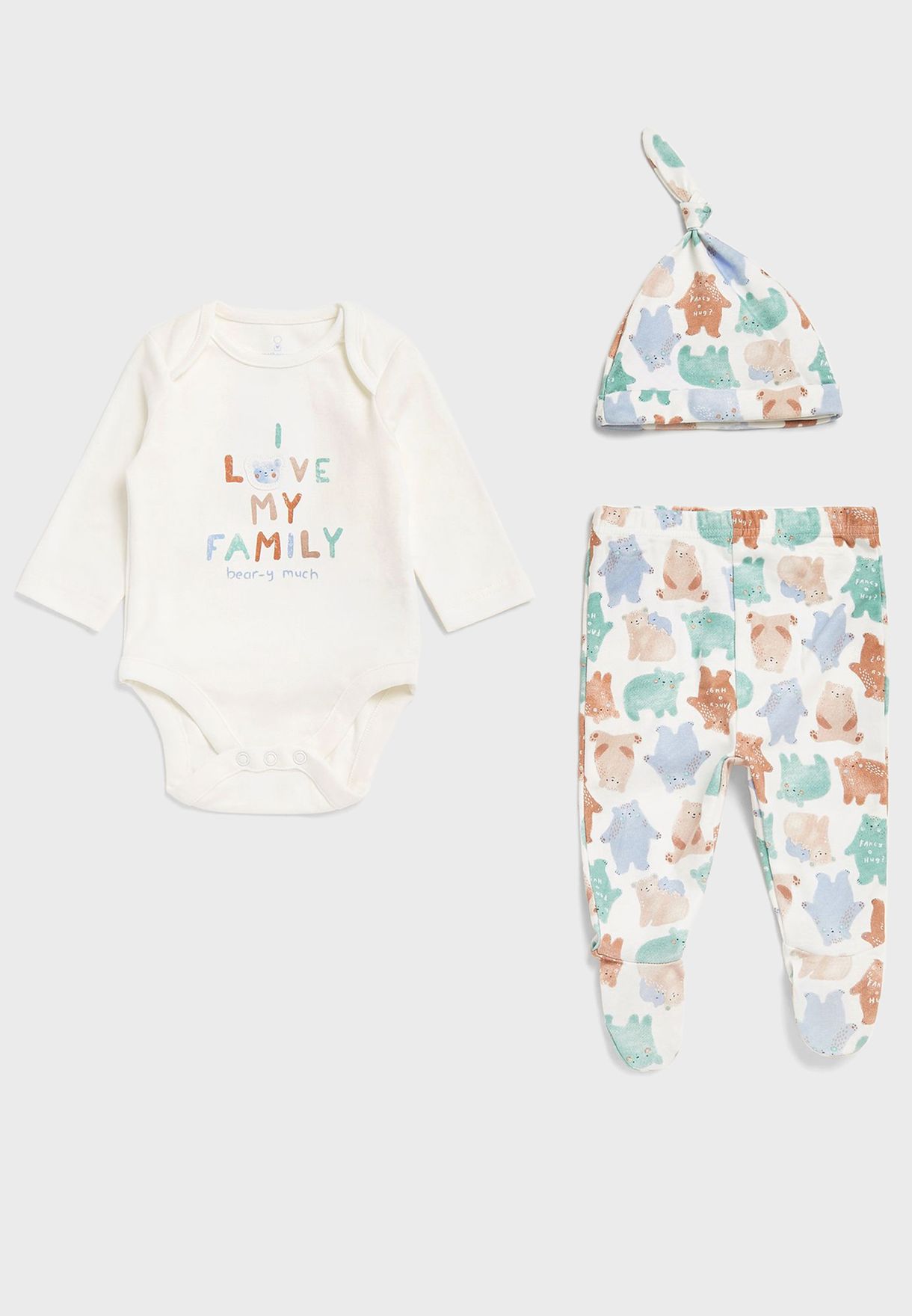 Infant 3 Piece Bodysuits & Cap With Sweatpants Set