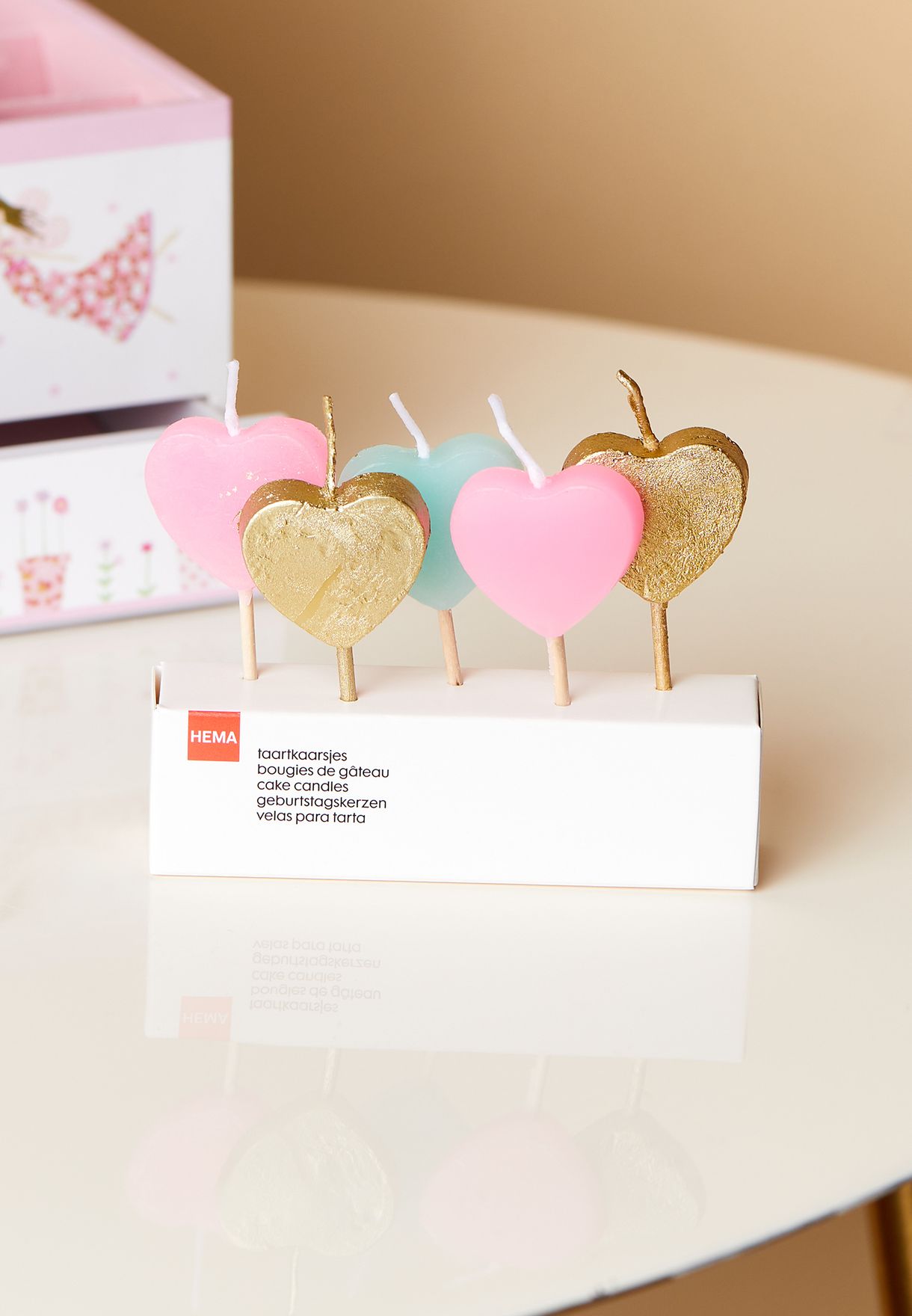 Set Of 5 Heart Cake Candles
