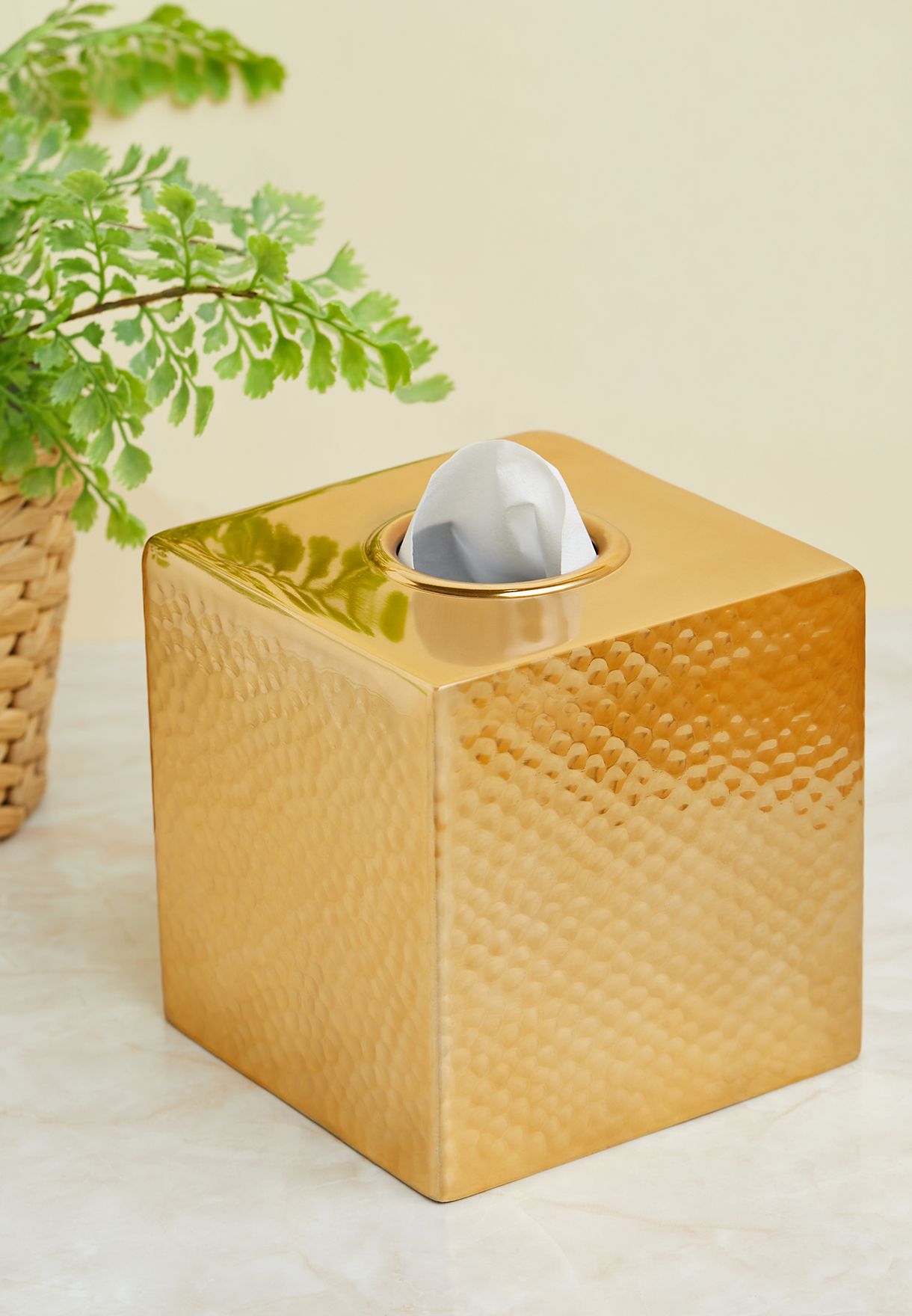 Allegra Hammered Gold Tissue Box