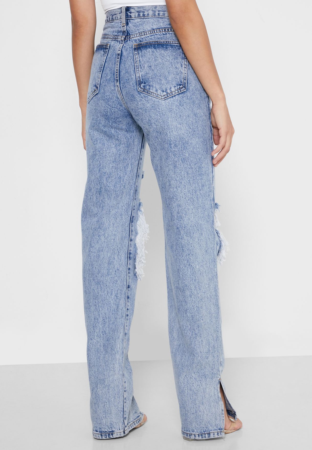 Buy Missguided Blue High Waist Ripped Jeans For Women In Kuwait City Other Cities G1807078