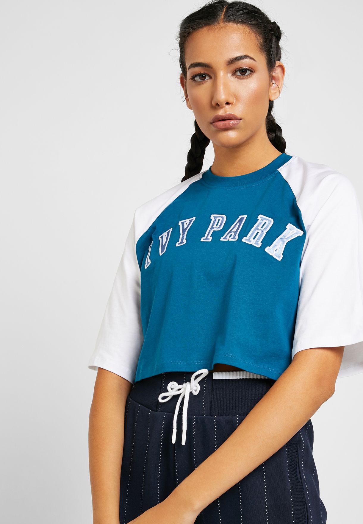 Buy Ivy Park blue Baseball Crop T-Shirt ...