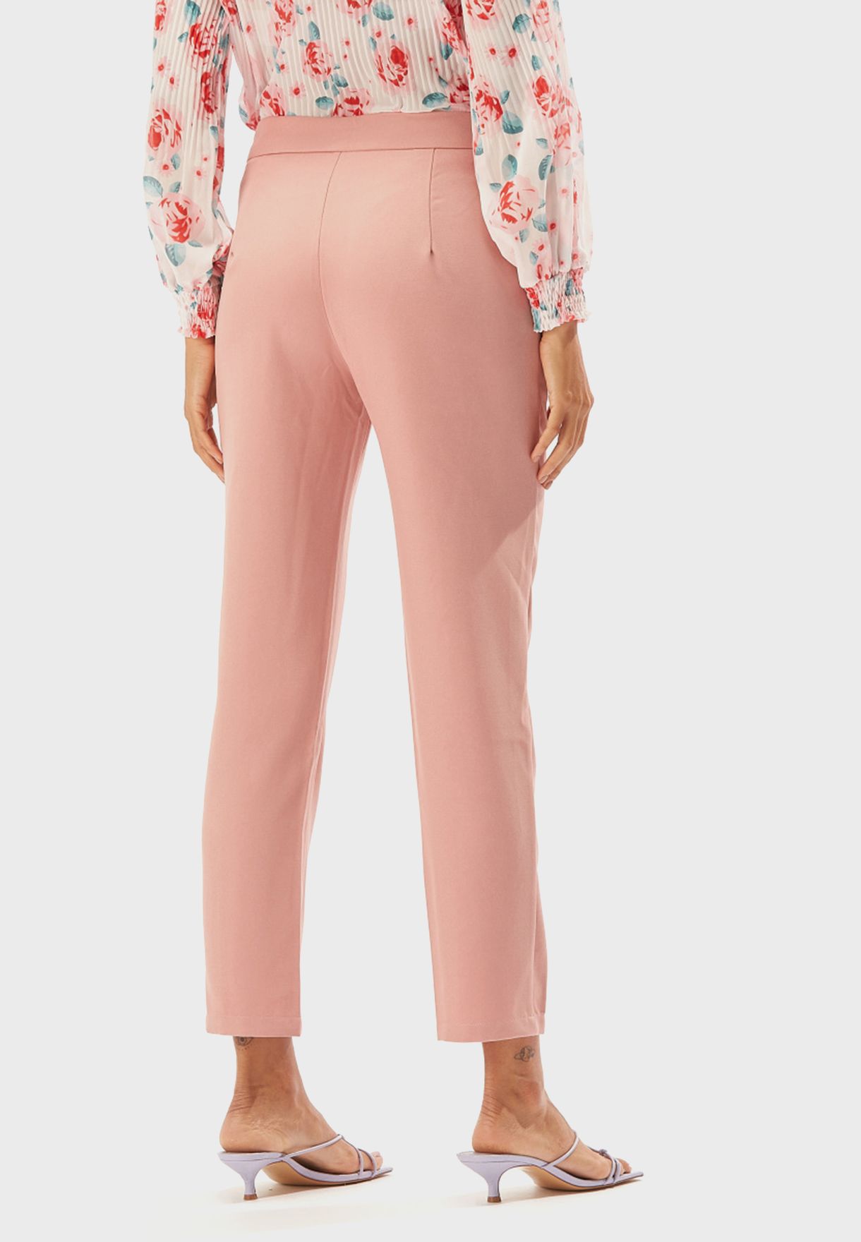 Button Detail High Waist Pants