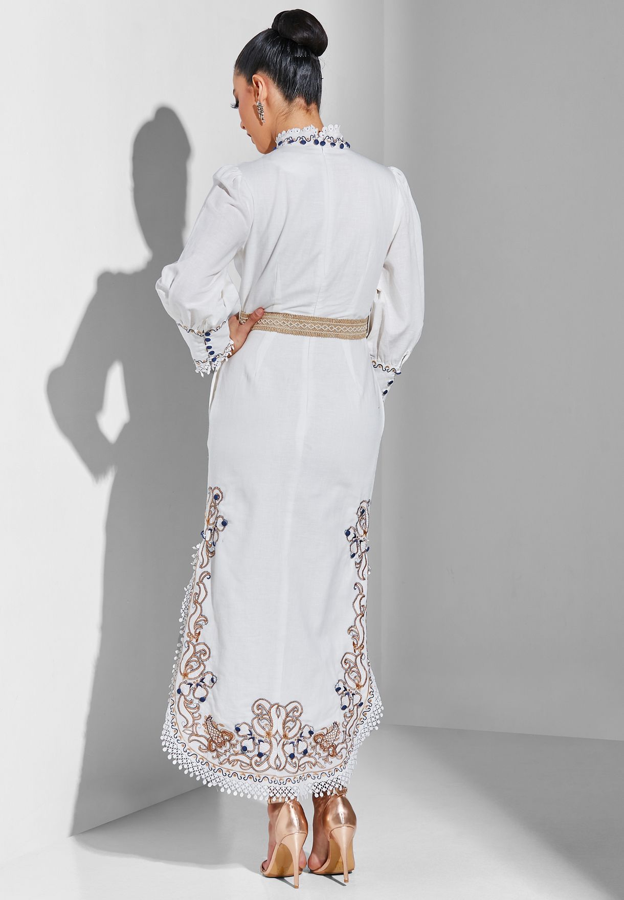 Belted Embroidered Dress