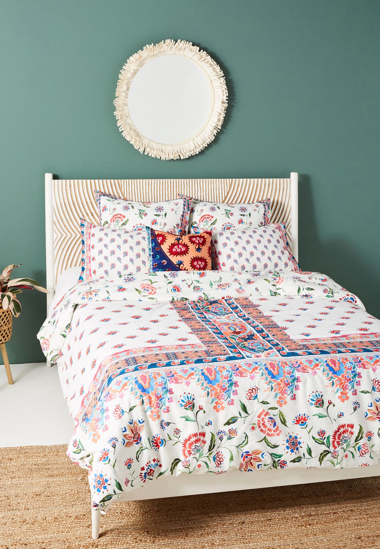 Shop Anthropologie Home White Floral Paisley King Size Duvet Cover