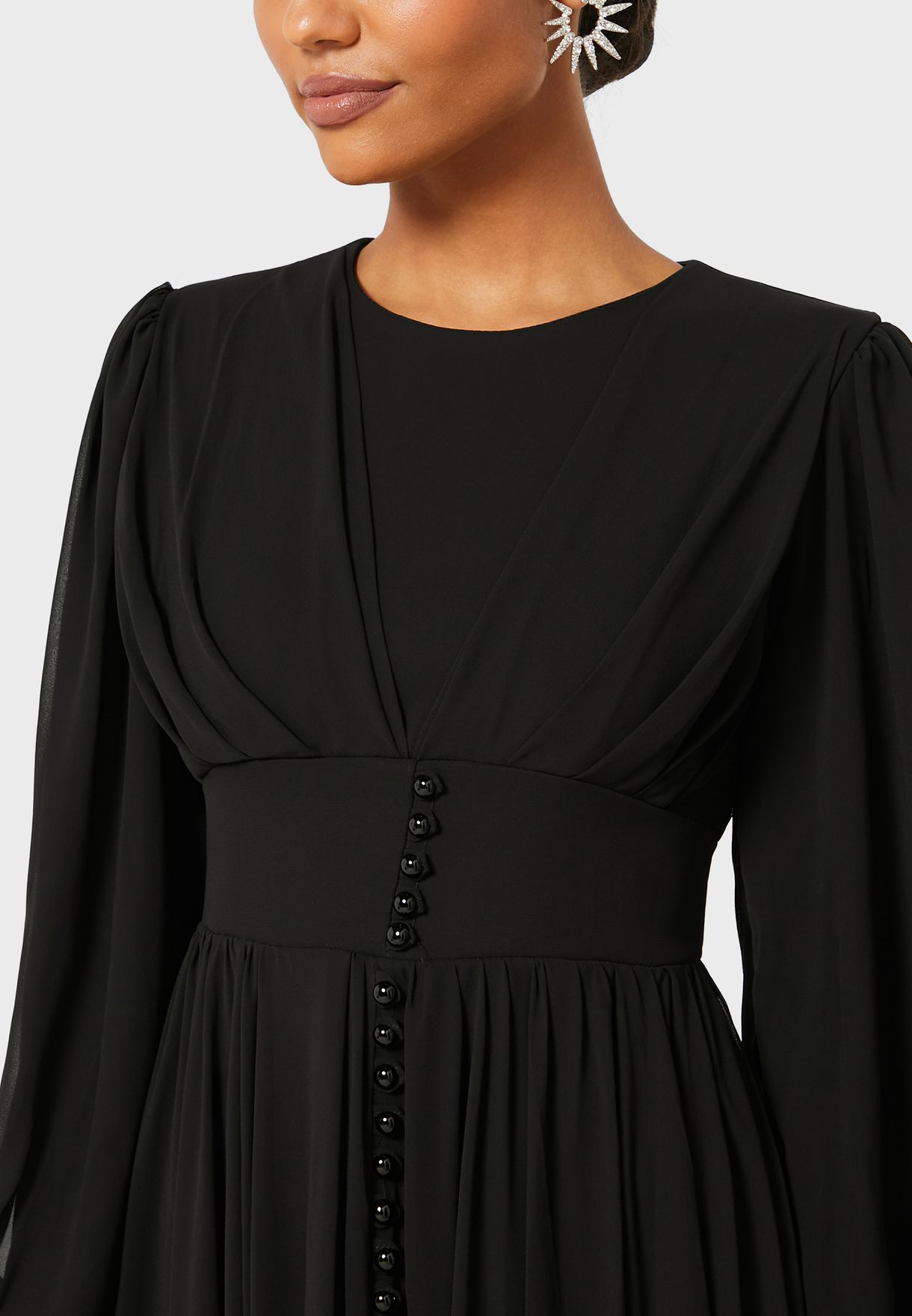 Buy Khizana black Empire Waist Line Buttoned Detail Dress for Women in ...