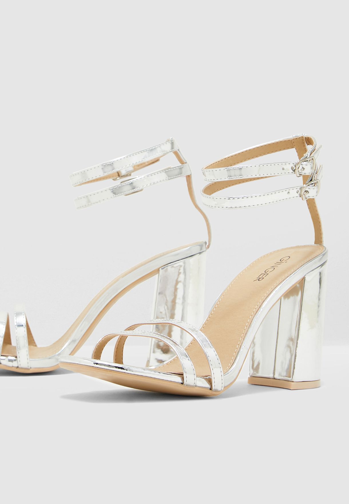 silver two strap sandals