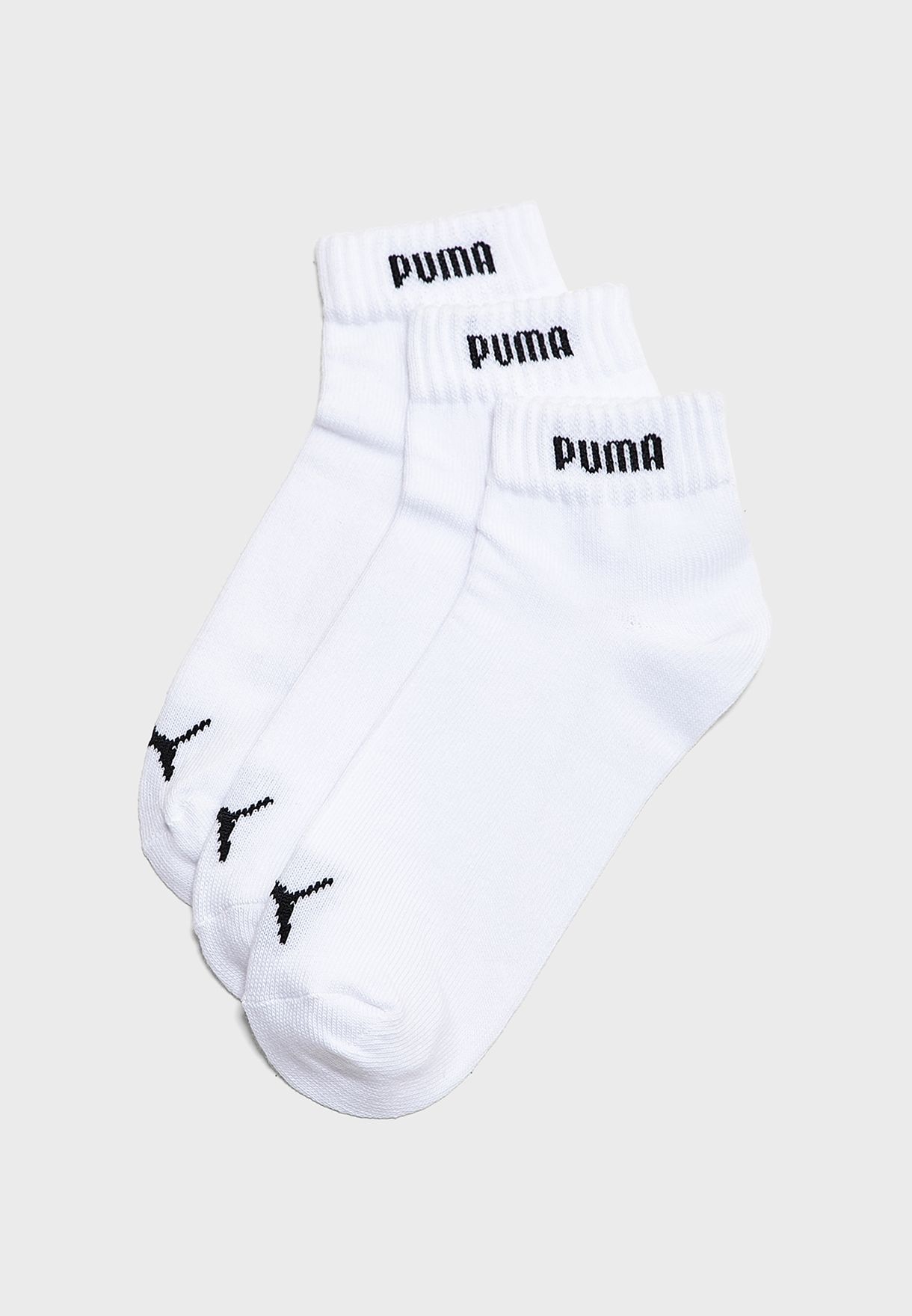 Buy Puma White 3 Pack Quarter-v Socks 