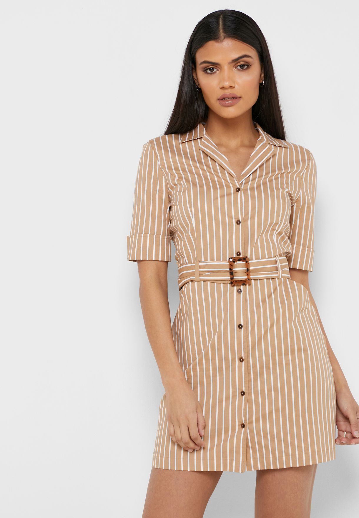 michael michael kors roll sleeve belted shirt dress