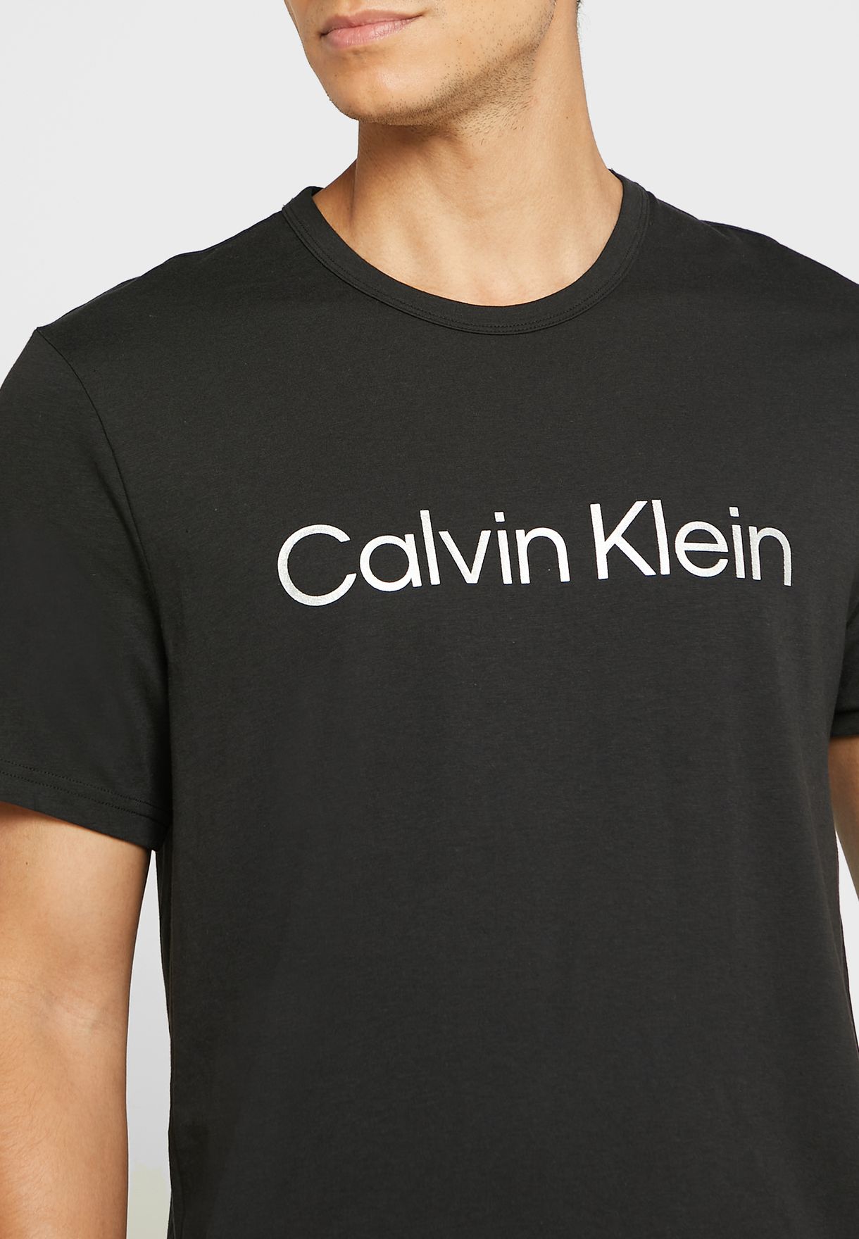 Buy Calvin Klein black Logo Crew Neck T-Shirt for Men in Riyadh, Jeddah