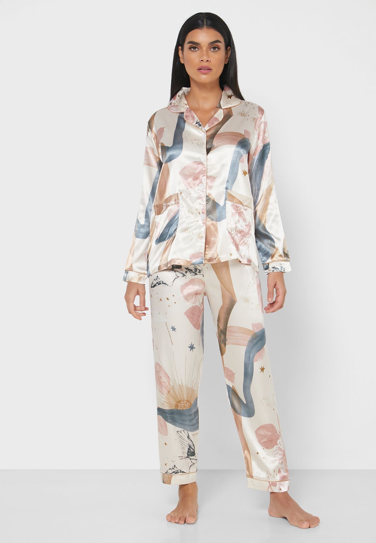 Floral Print Shirt Pyjama Set