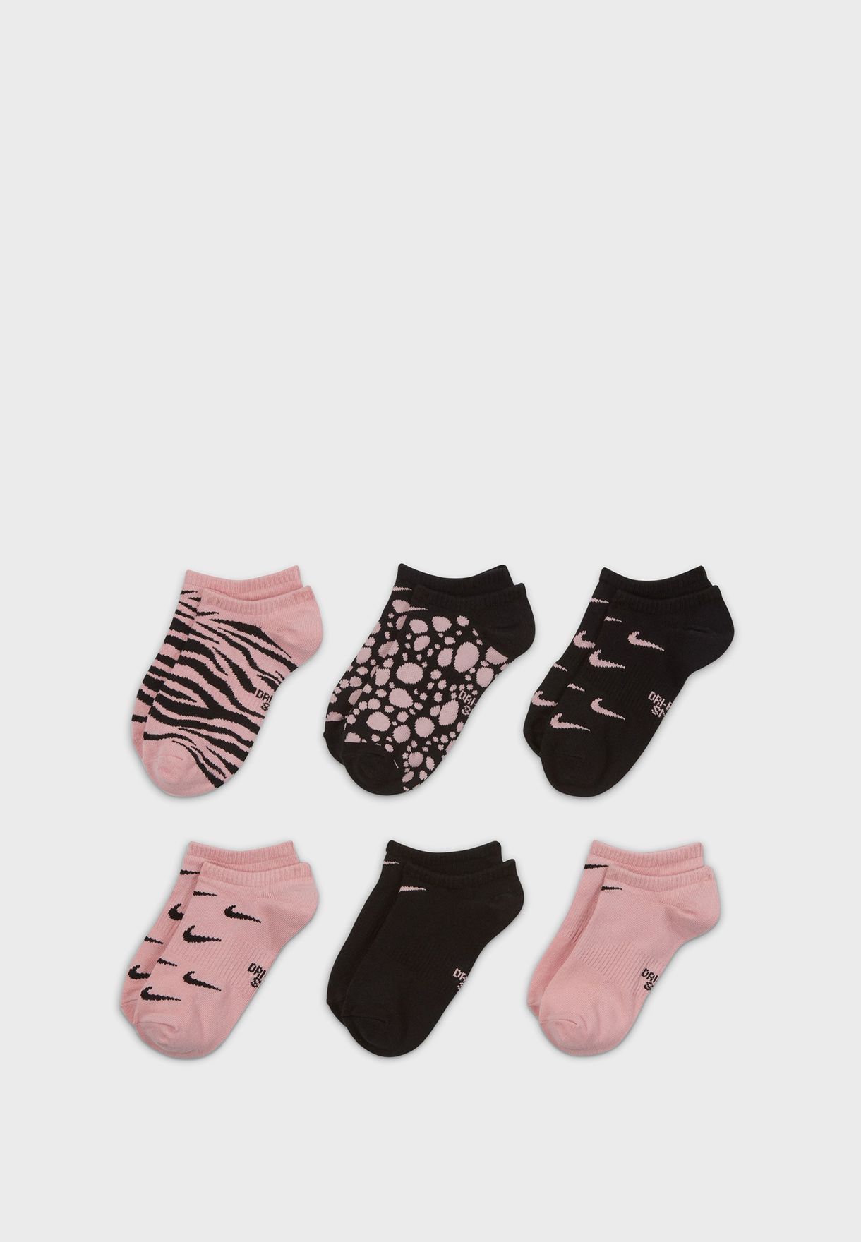 Youth 6 Pack Everyday Graphic No Show Socks