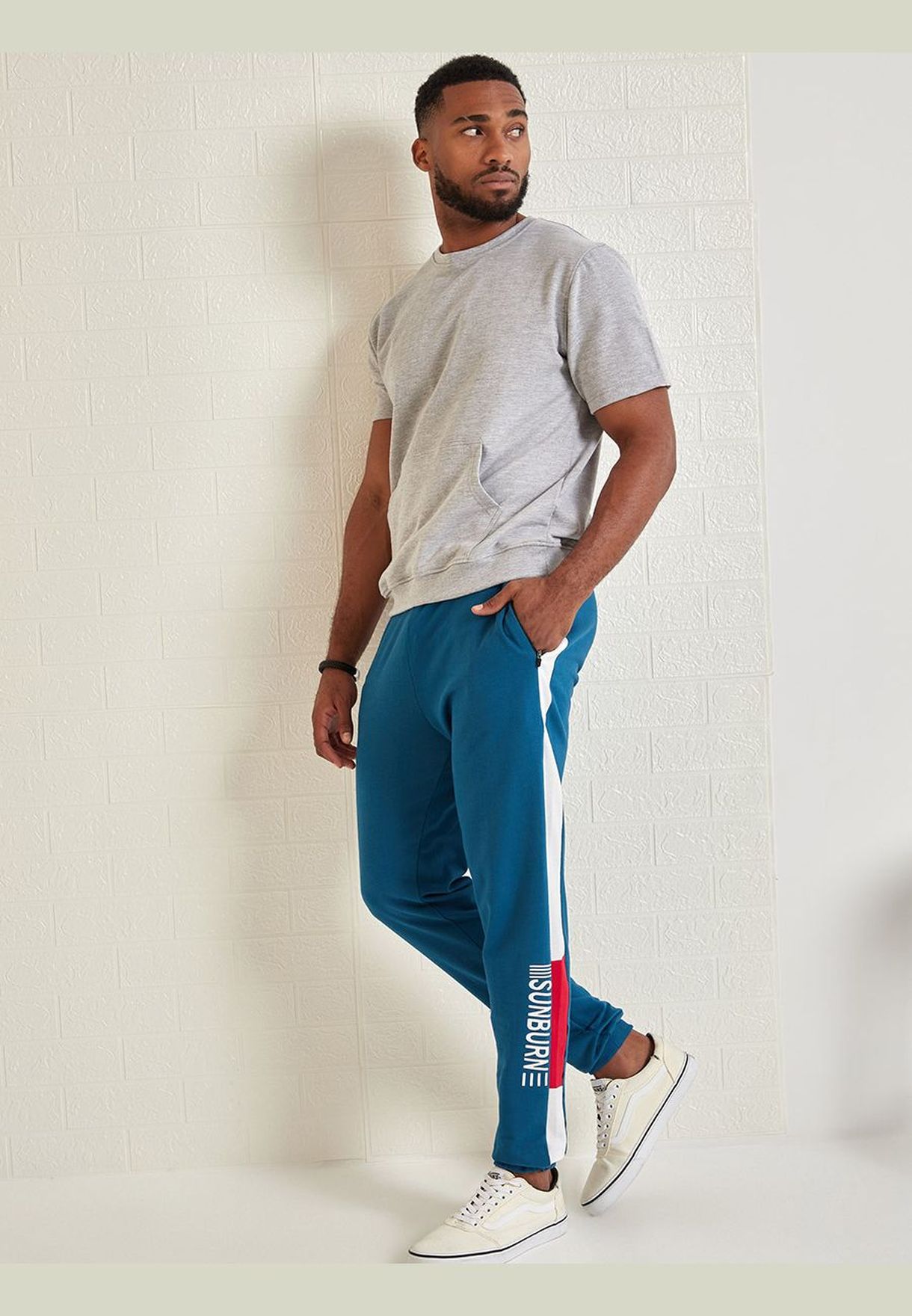 Side Colorblock Slim Fit Jogger with Logo Detail
