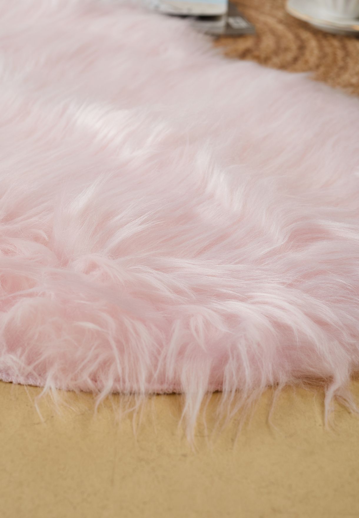 Pink Faux Fur Rug 60X90Cm