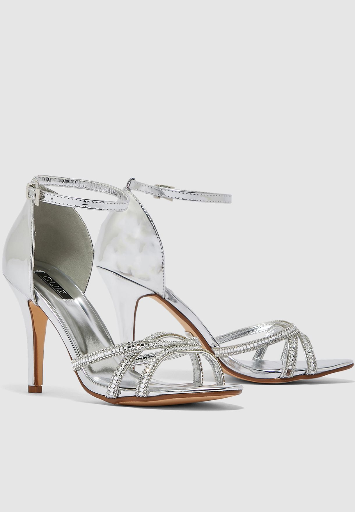 quiz silver diamante bridal shoes