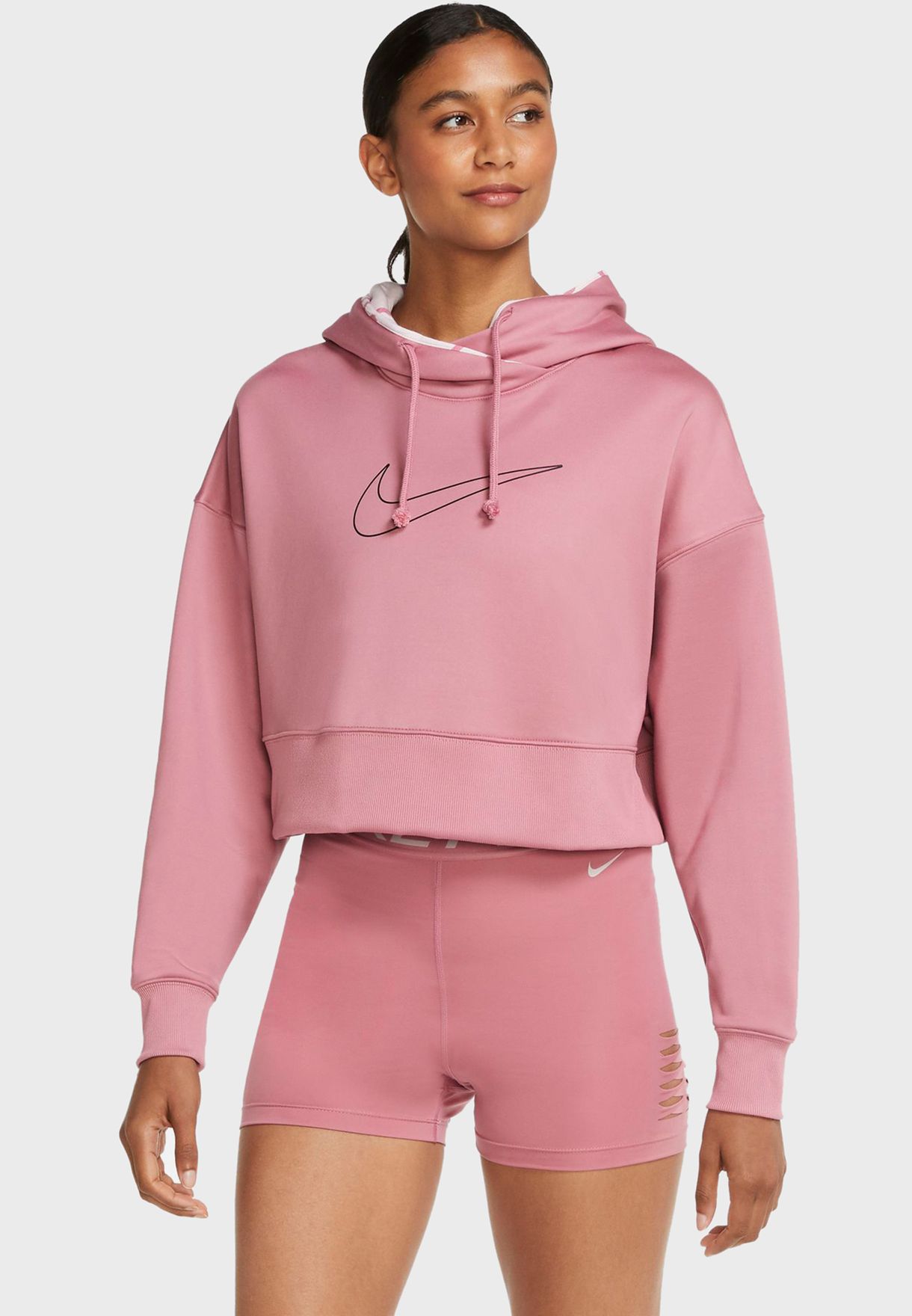 Buy Nike pink Therma Cropped Hoodie for 