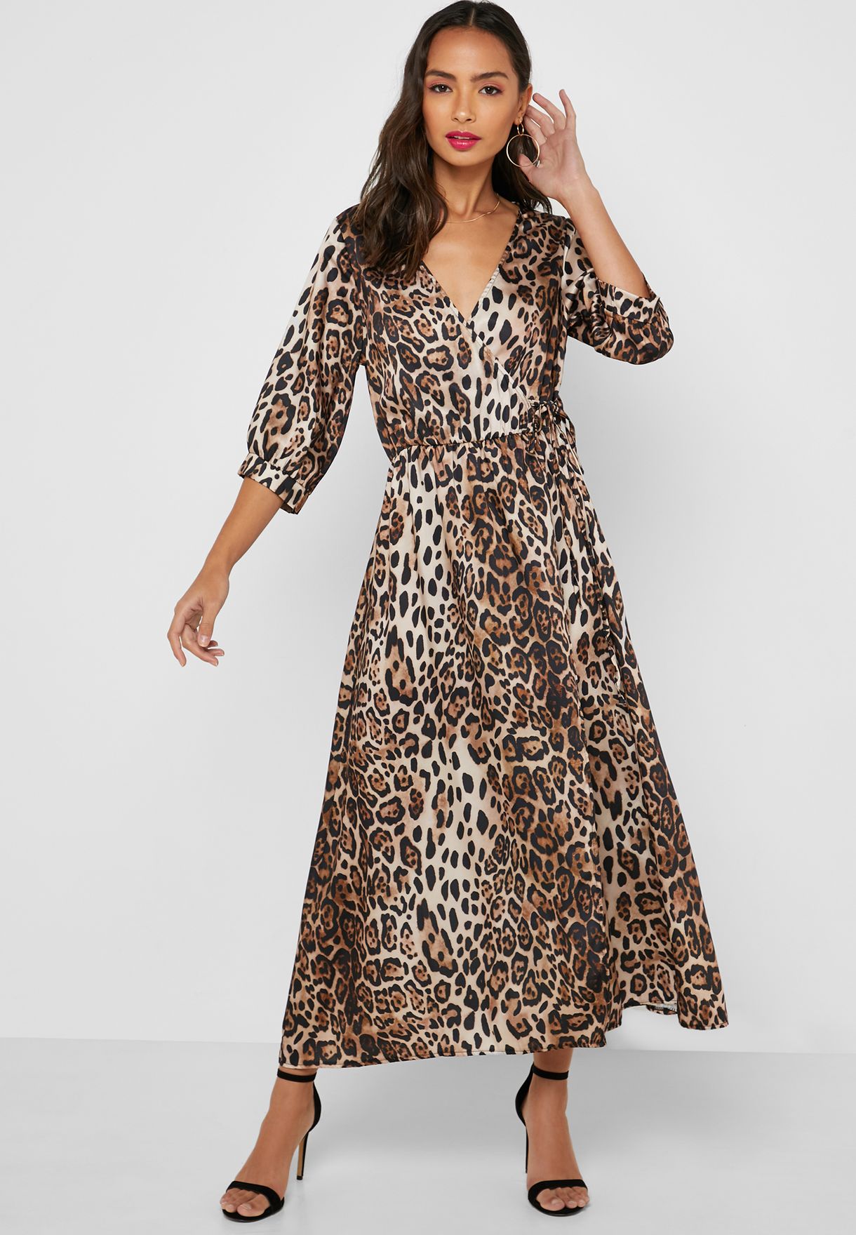 Buy Ginger prints Leopard Print Wrap Front Maxi Dress for Women in MENA ...