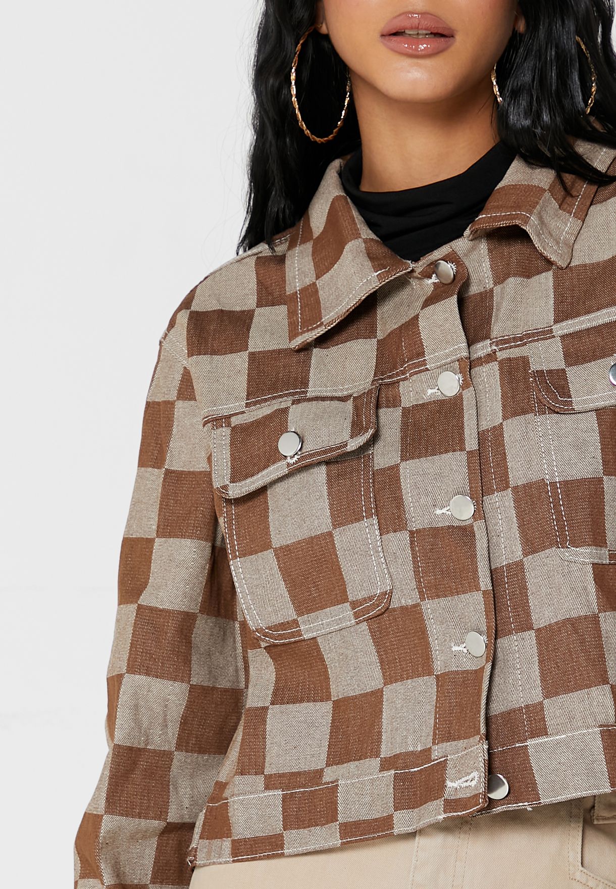 Checked Cropped Jacket