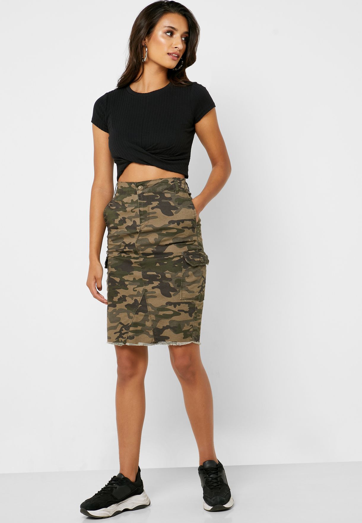 denim camouflage skirt