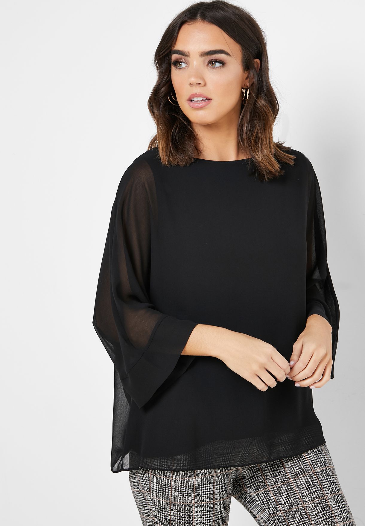 black sheer overlay top