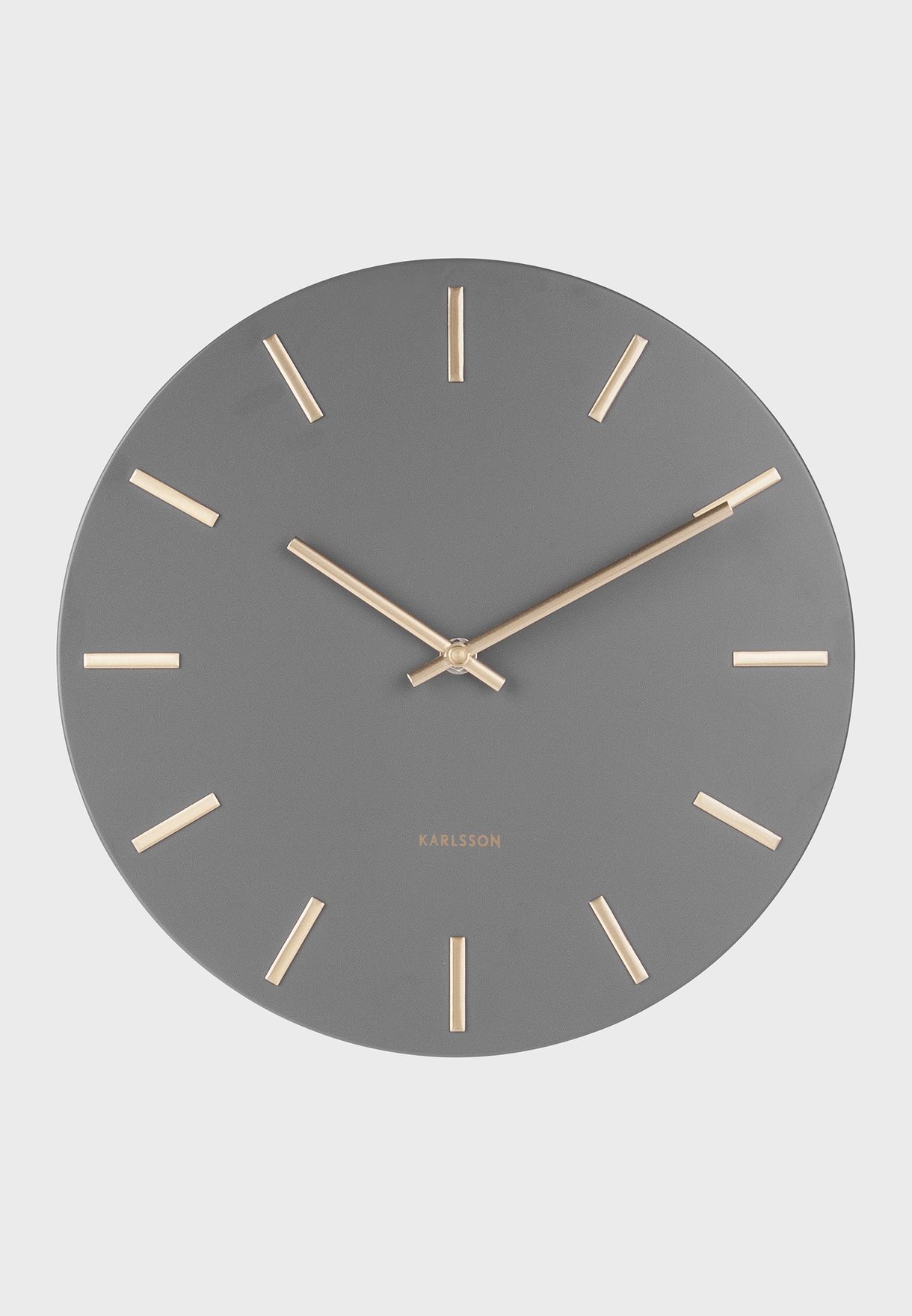 Grey & Gold Charm Wall Clock With Steel Battons